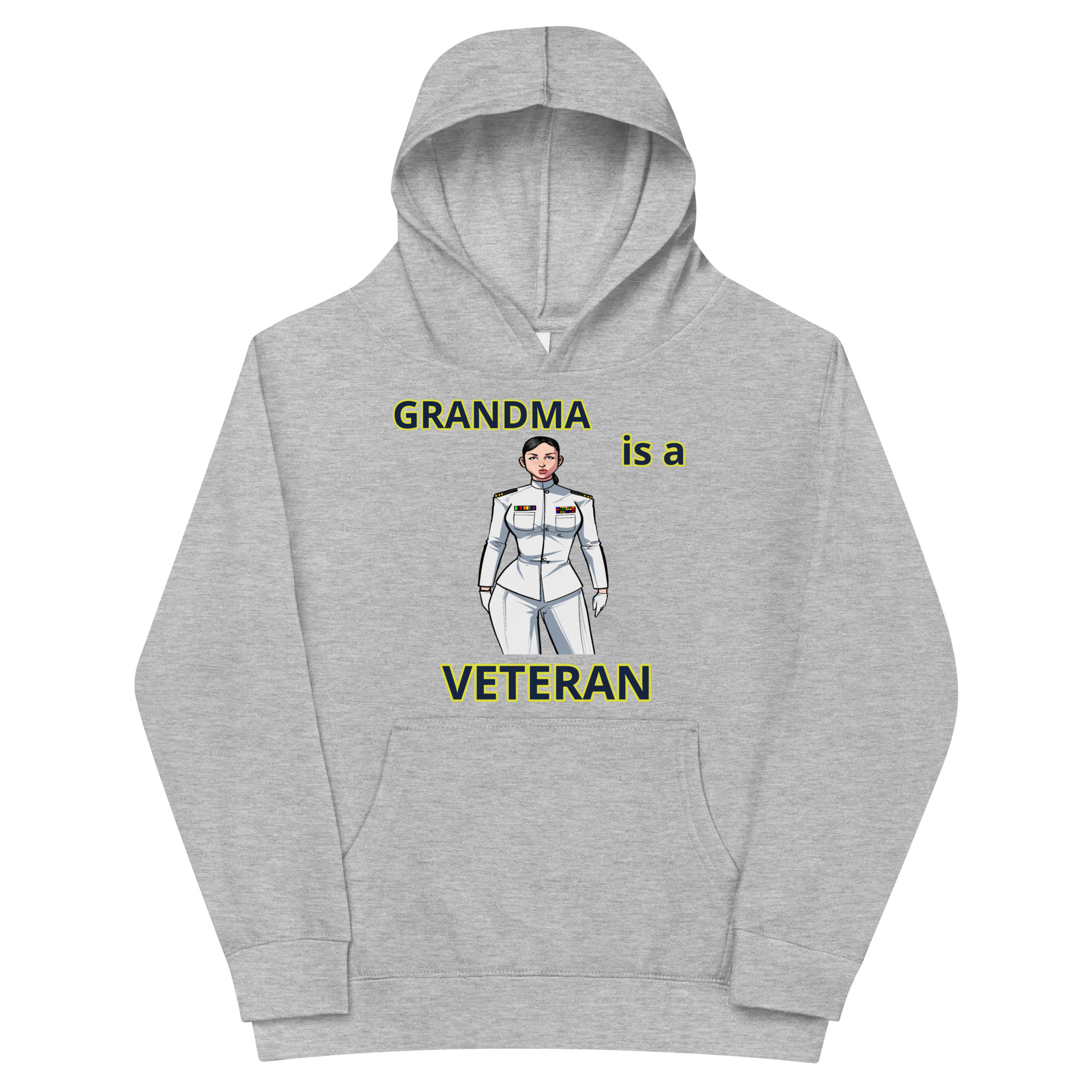 GRANDMA IS A VETERAN TOO FIFE Kids Fleece Hoodie - Image 3