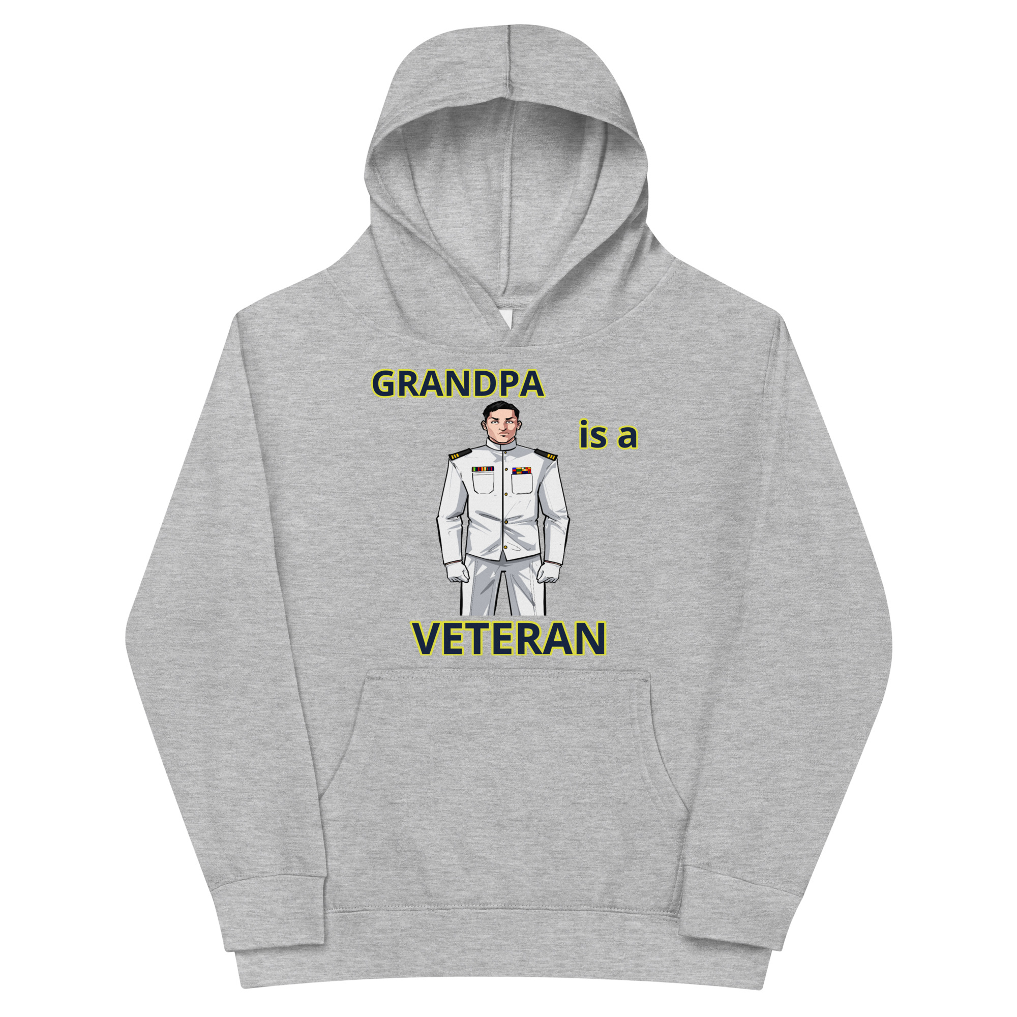 GRANDPA IS A VETERAN TOO FIFE Kids Fleece Hoodie - Image 3