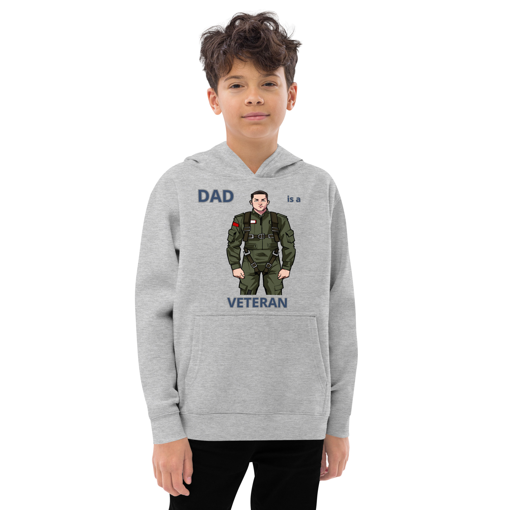 DAD IS A VETERAN TOO FIFE Kids Fleece Hoodie - Image 6