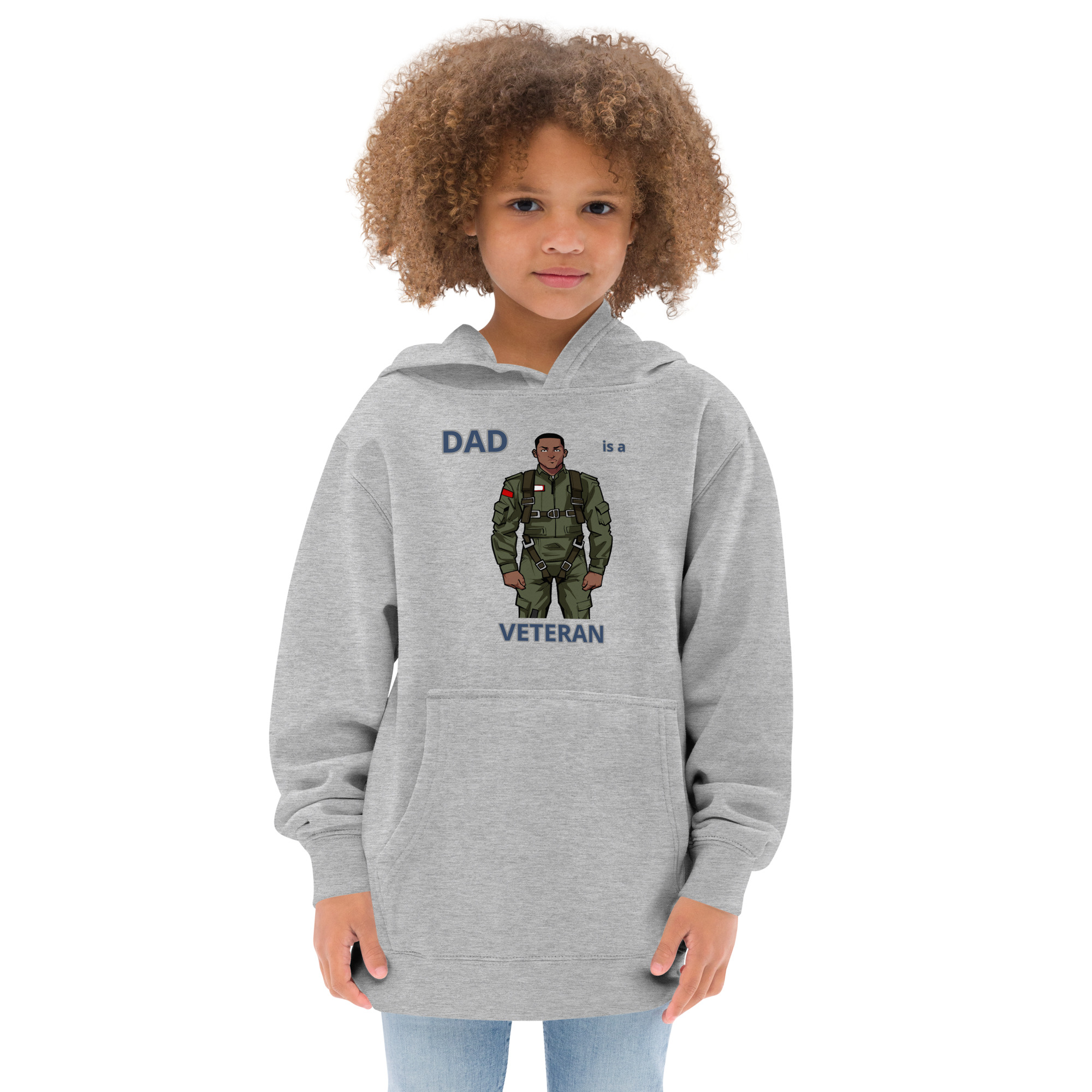 DAD IS A VETERAN TOO FIFE Kids Fleece Hoodie - Image 4