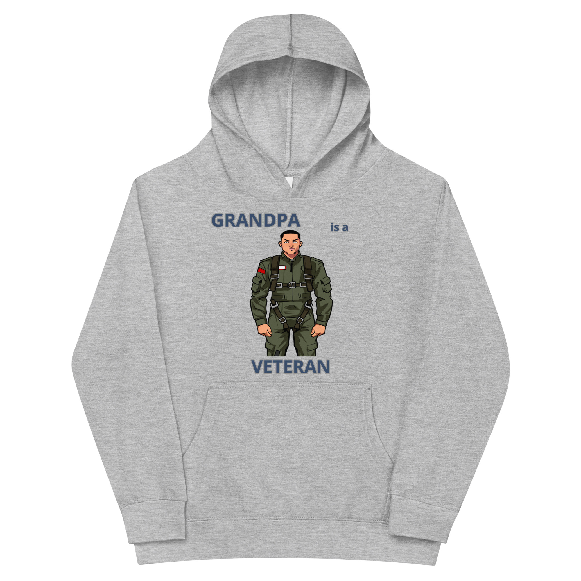 GRANDPA IS A VETERAN TOO FIFE Kids Fleece Hoodie - Image 3