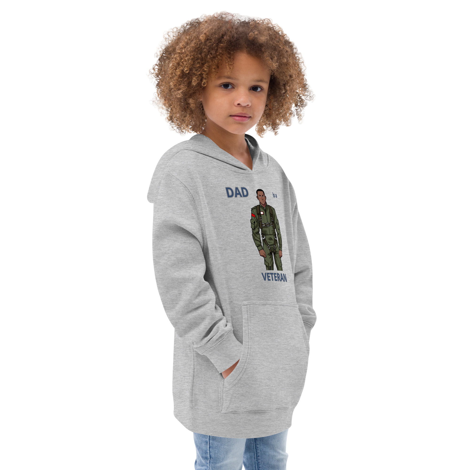 DAD IS A VETERAN TOO FIFE Kids Fleece Hoodie - Image 5