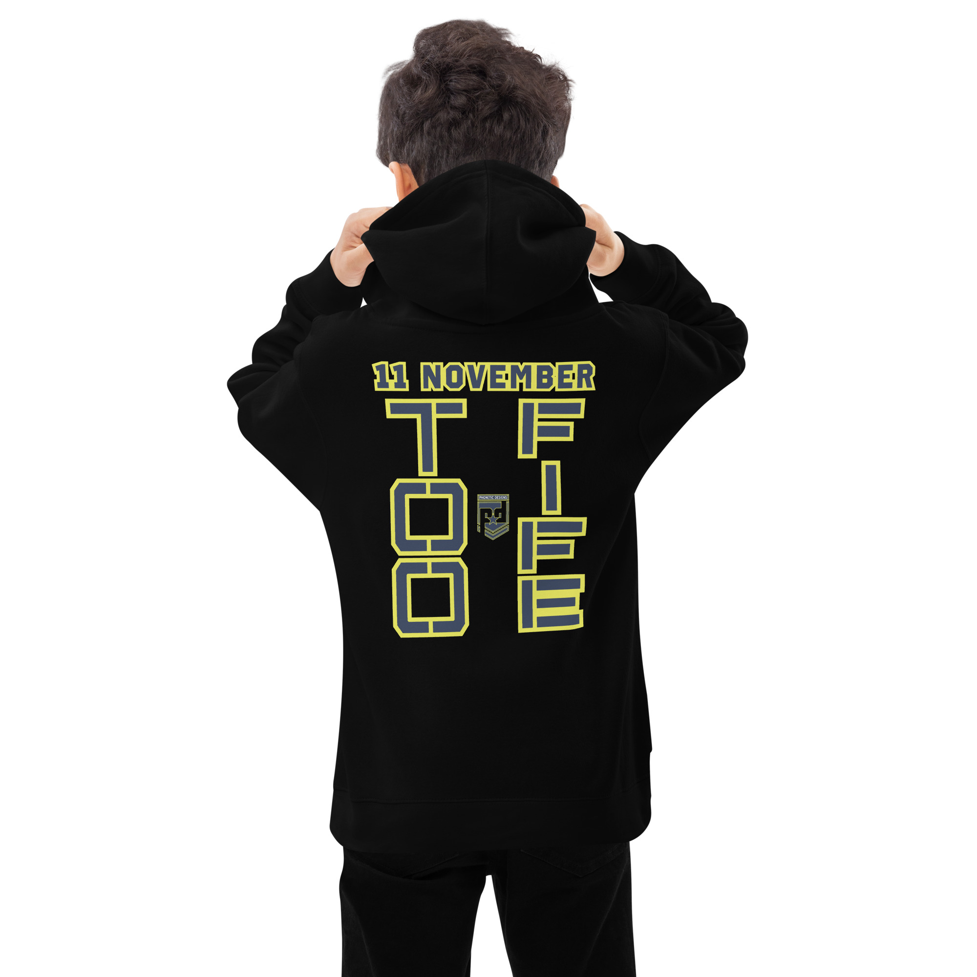 I SUPPORT VETERANS TOO FIFE Kids Fleece Hoodie - Image 4