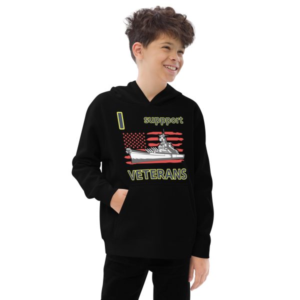 I SUPPORT  VETERANS TOO FIFE Kids Fleece Hoodie