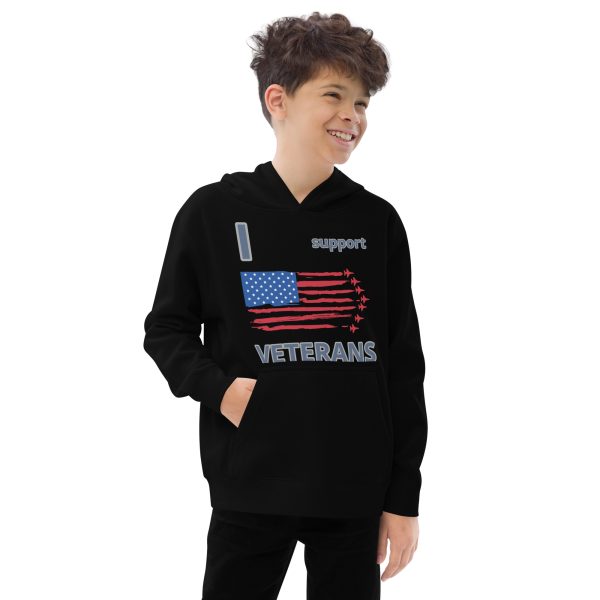 I SUPPORT  VETERANS TOO FIFE Kids Fleece Hoodie