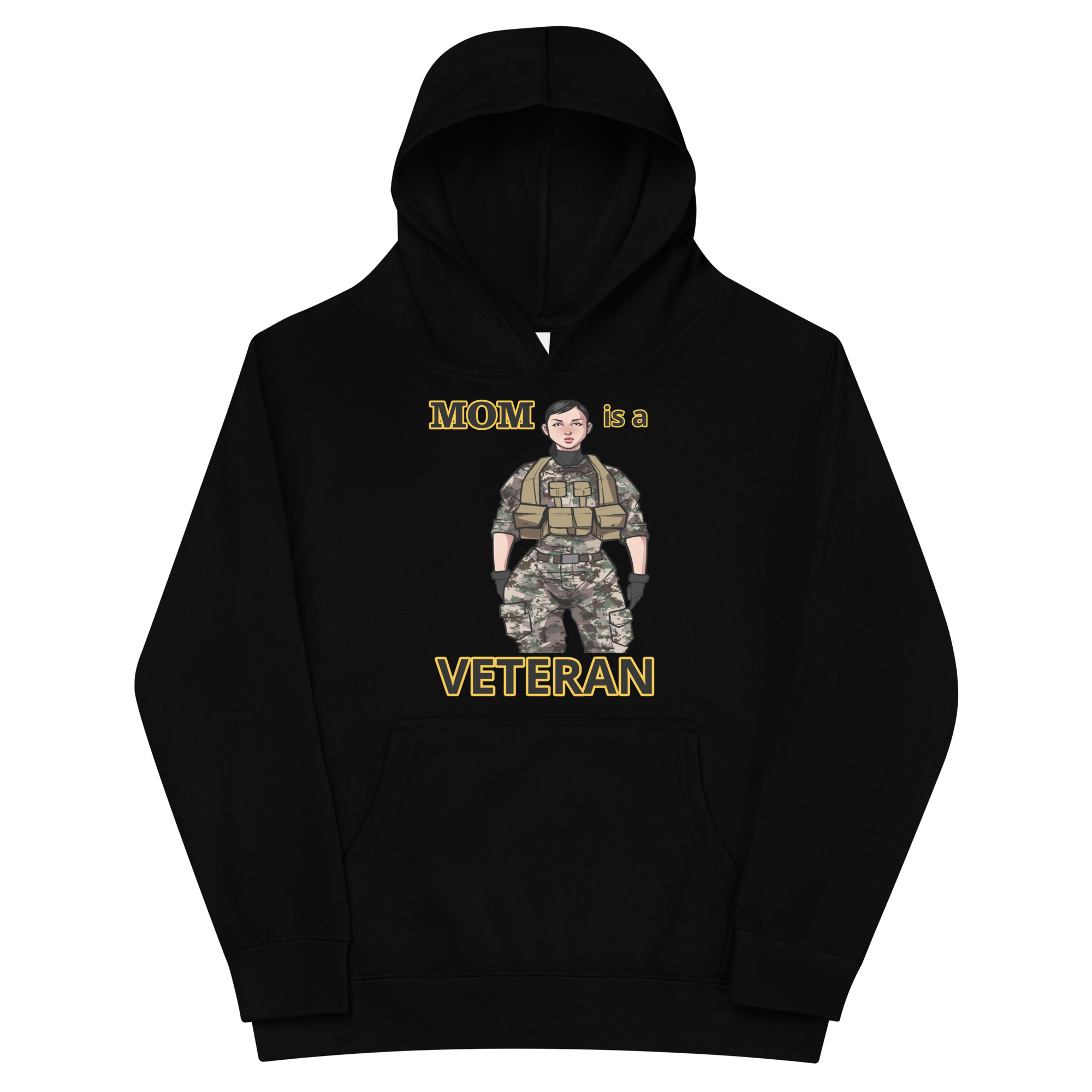 MOM IS A VETERAN TOO FIFE Kids Fleece Hoodie