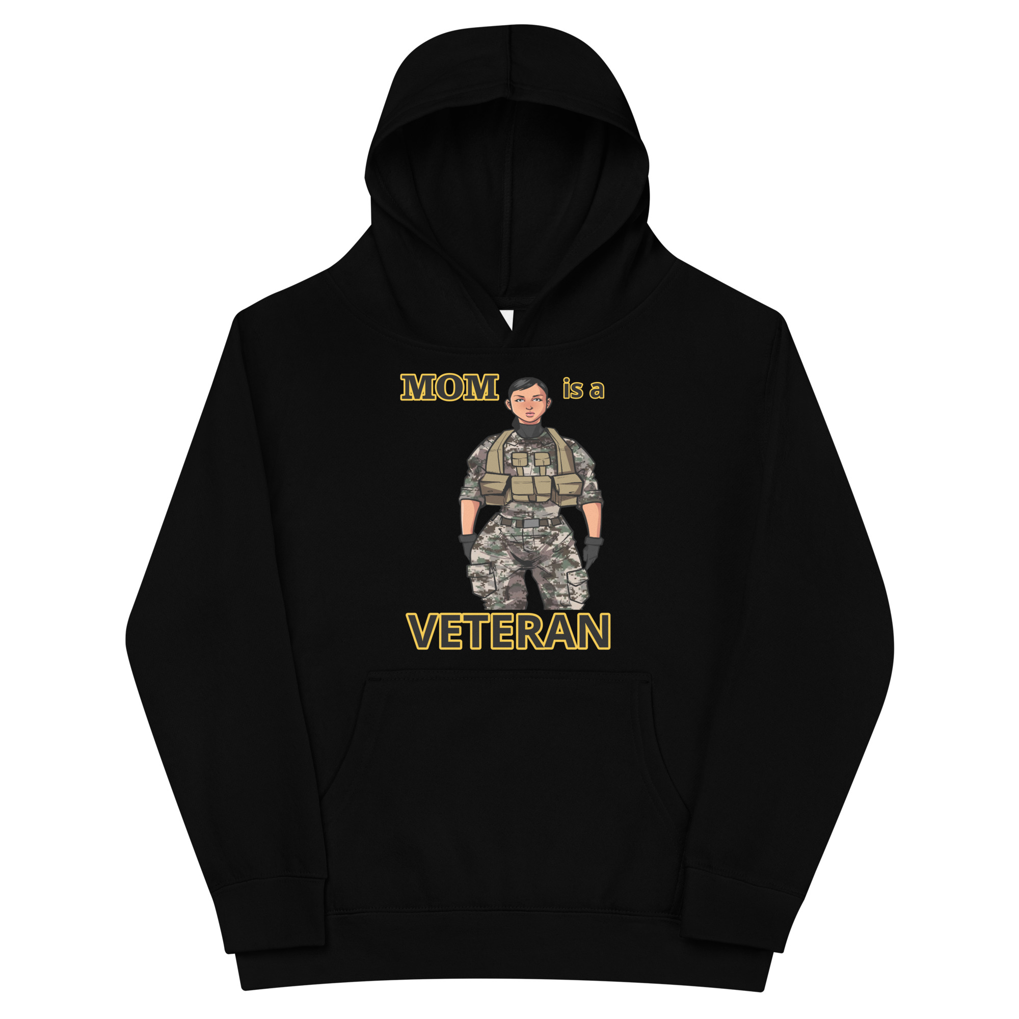 MOM IS A VETERAN TOO FIFE Kids Fleece Hoodie