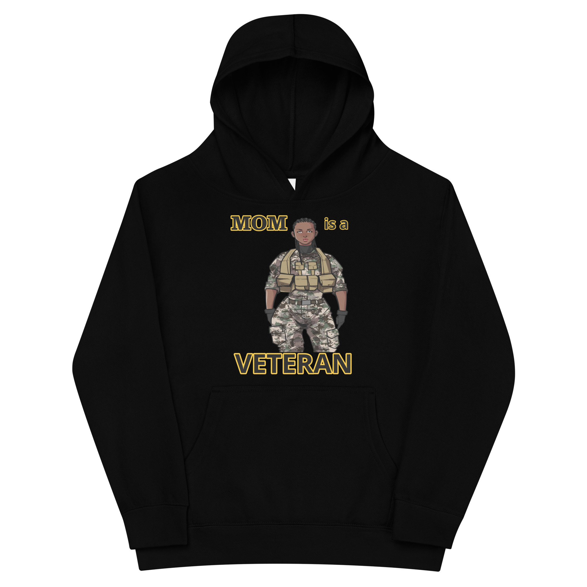MOM IS A VETERAN TOO FIFE Kids Fleece Hoodie