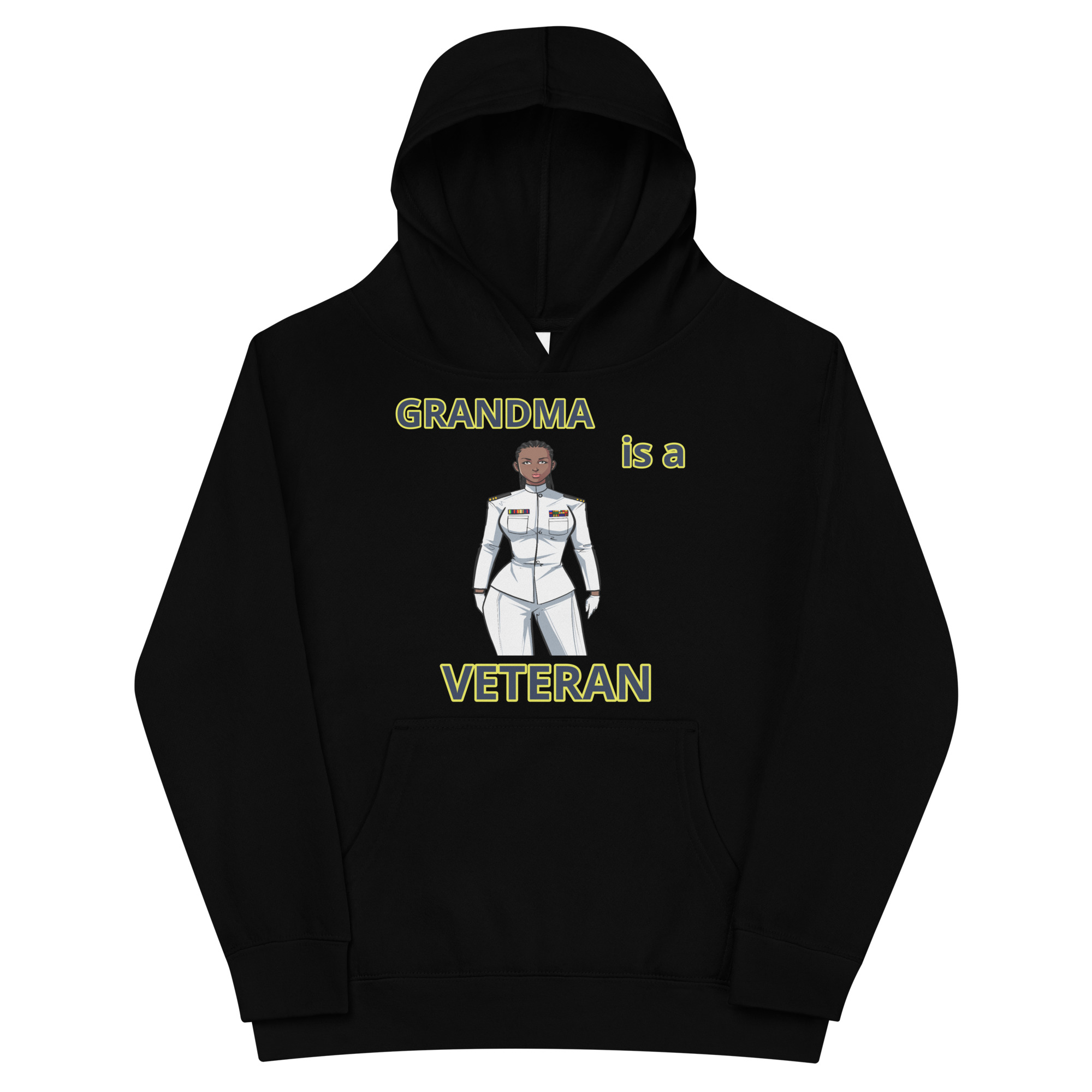 GRANDMA IS A VETERAN TOO FIFE Kids Fleece Hoodie