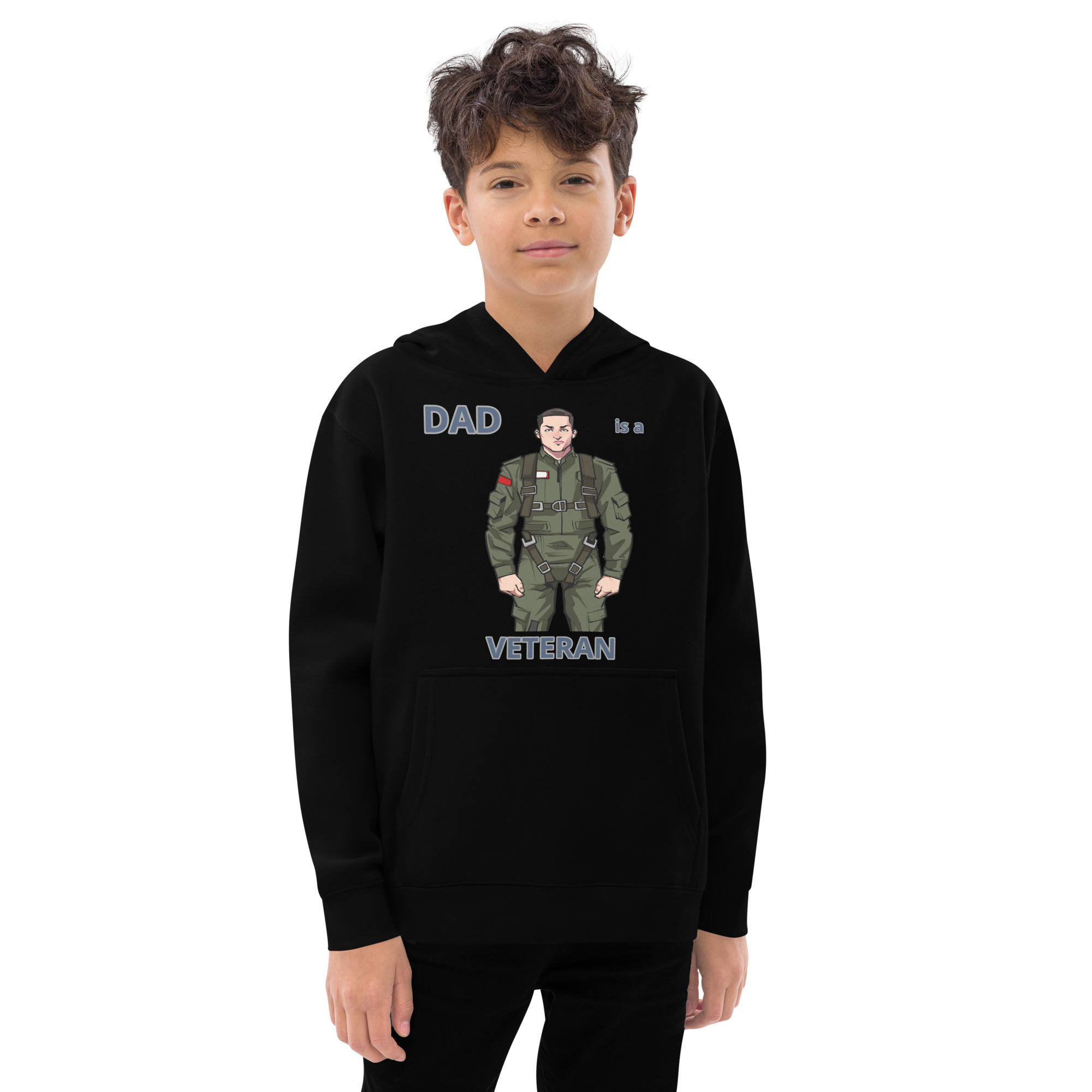 DAD IS A VETERAN TOO FIFE Kids Fleece Hoodie