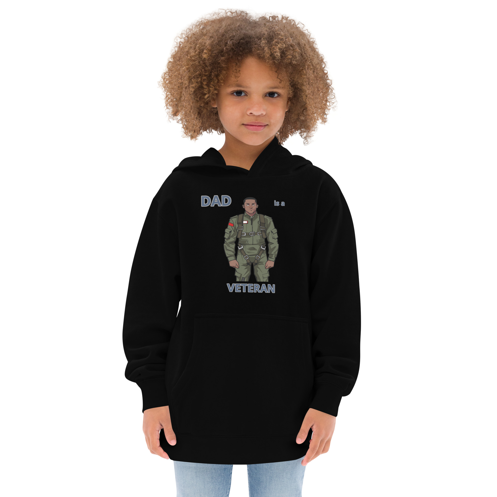 DAD IS A VETERAN TOO FIFE Kids Fleece Hoodie