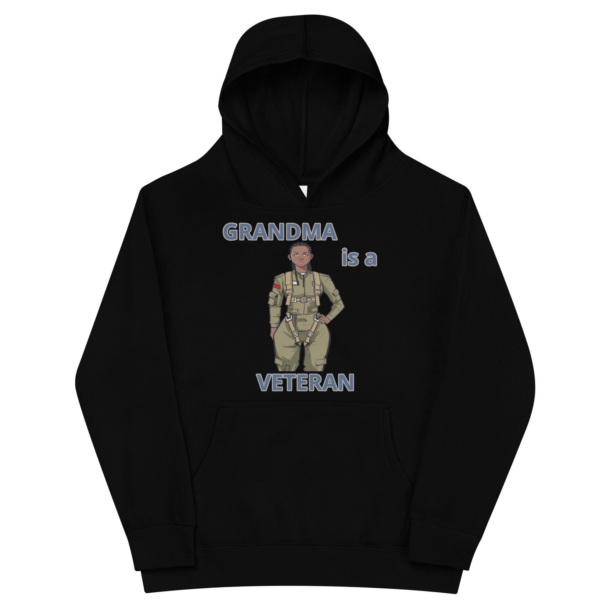 GRANDMA IS A VETERAN TOO FIFE Kids Fleece Hoodie