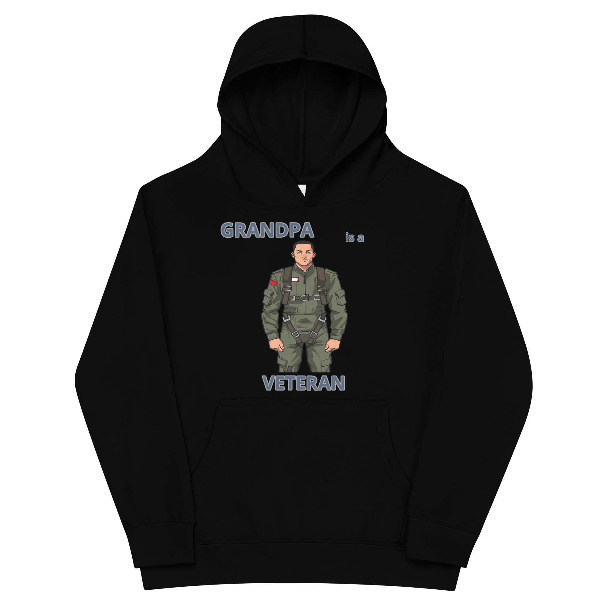 GRANDPA IS A VETERAN TOO FIFE Kids Fleece Hoodie
