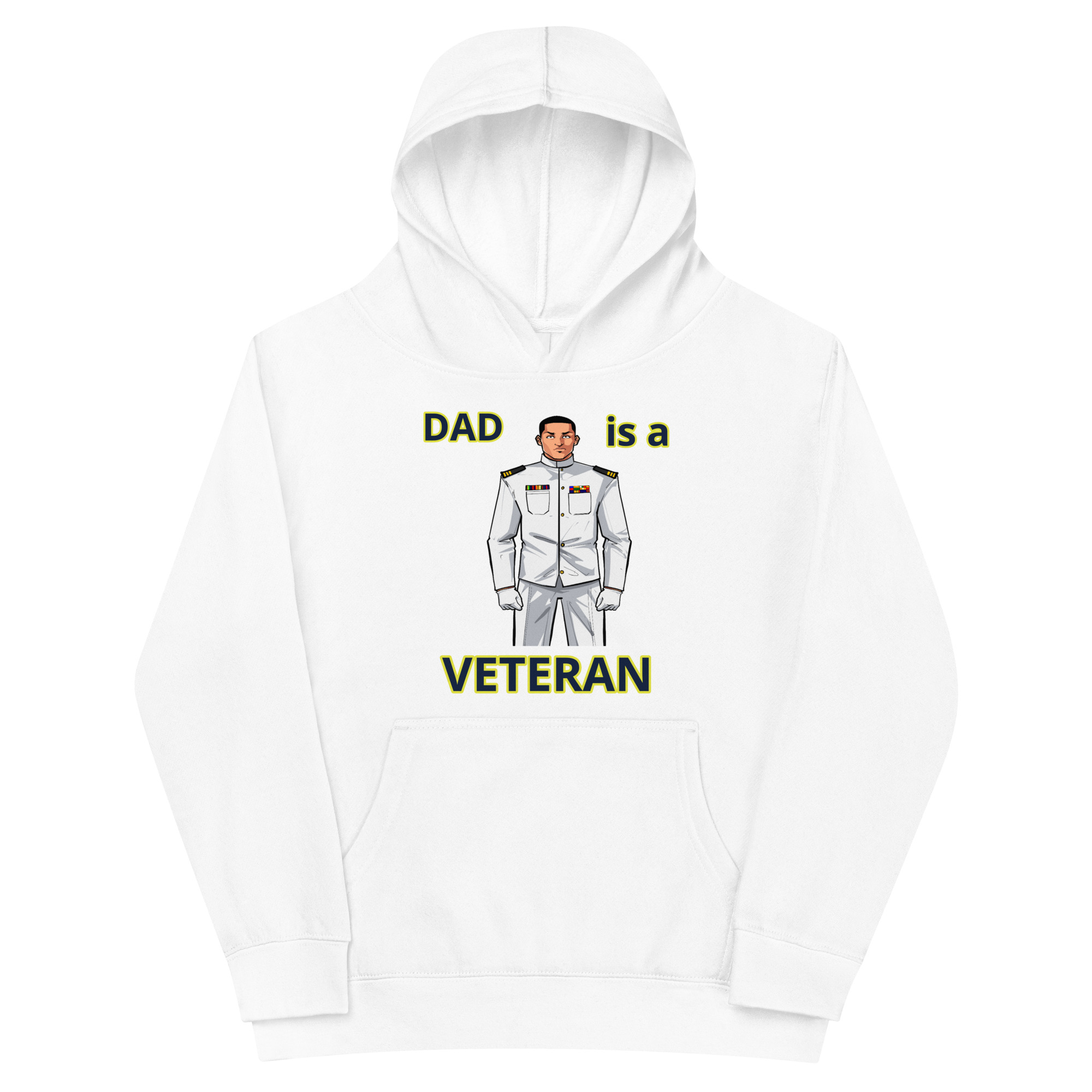 DAD IS A VETERAN TOO FIFE Kids Fleece Hoodie - Image 5