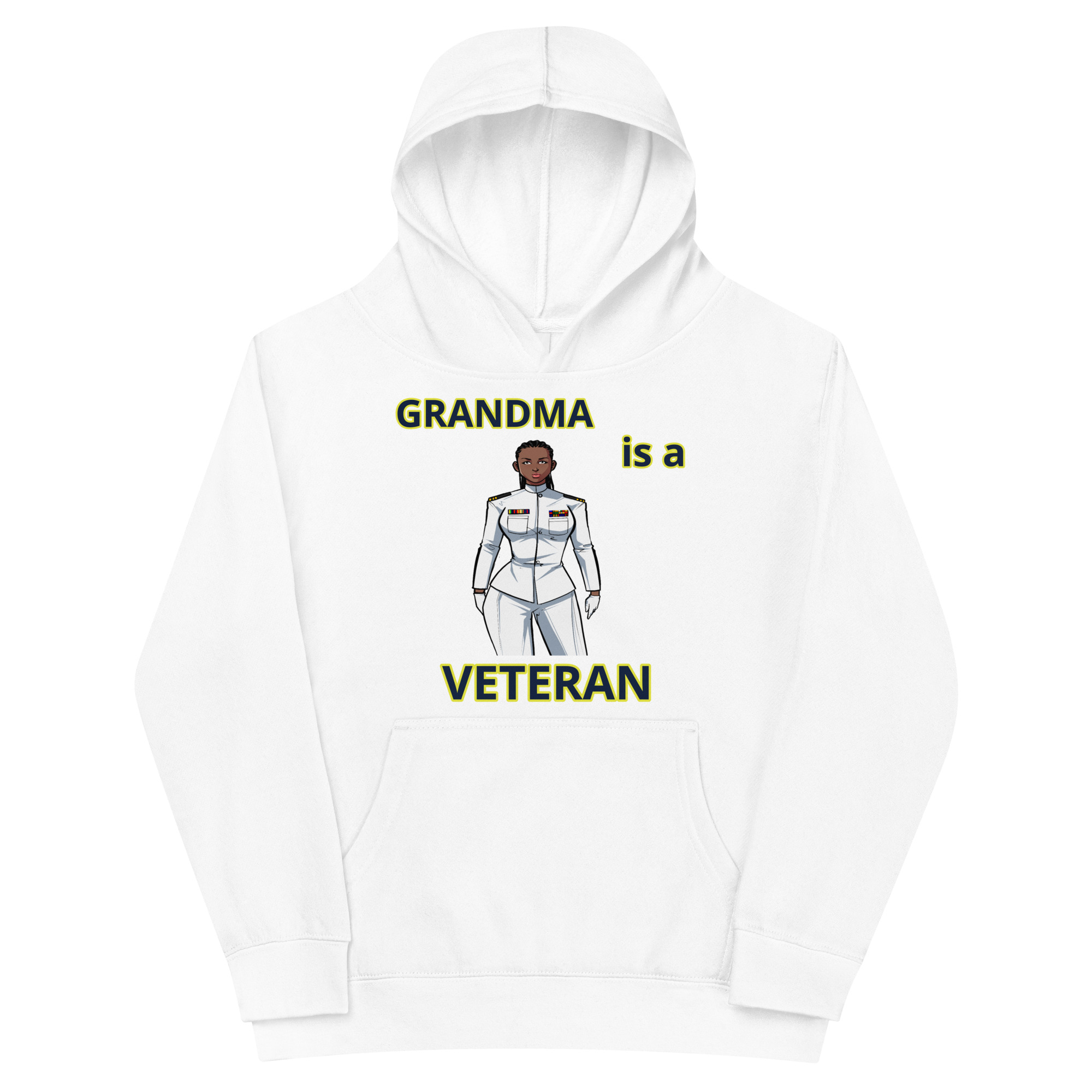 GRANDMA IS A VETERAN TOO FIFE Kids Fleece Hoodie - Image 5
