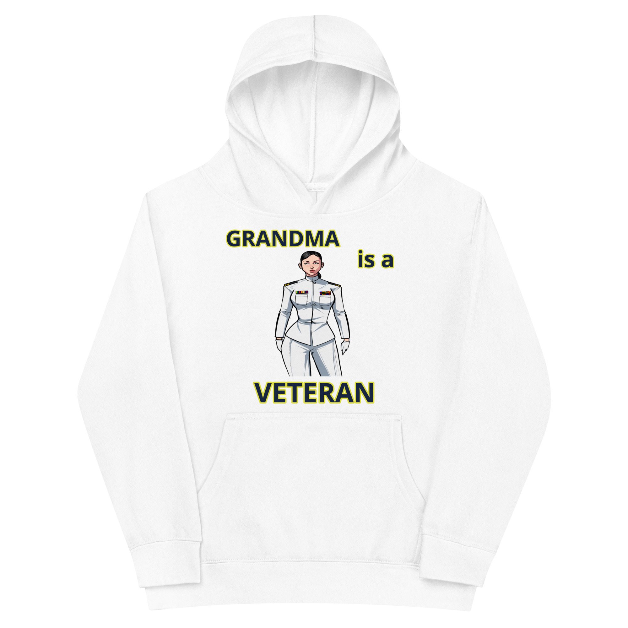 GRANDMA IS A VETERAN TOO FIFE Kids Fleece Hoodie - Image 5
