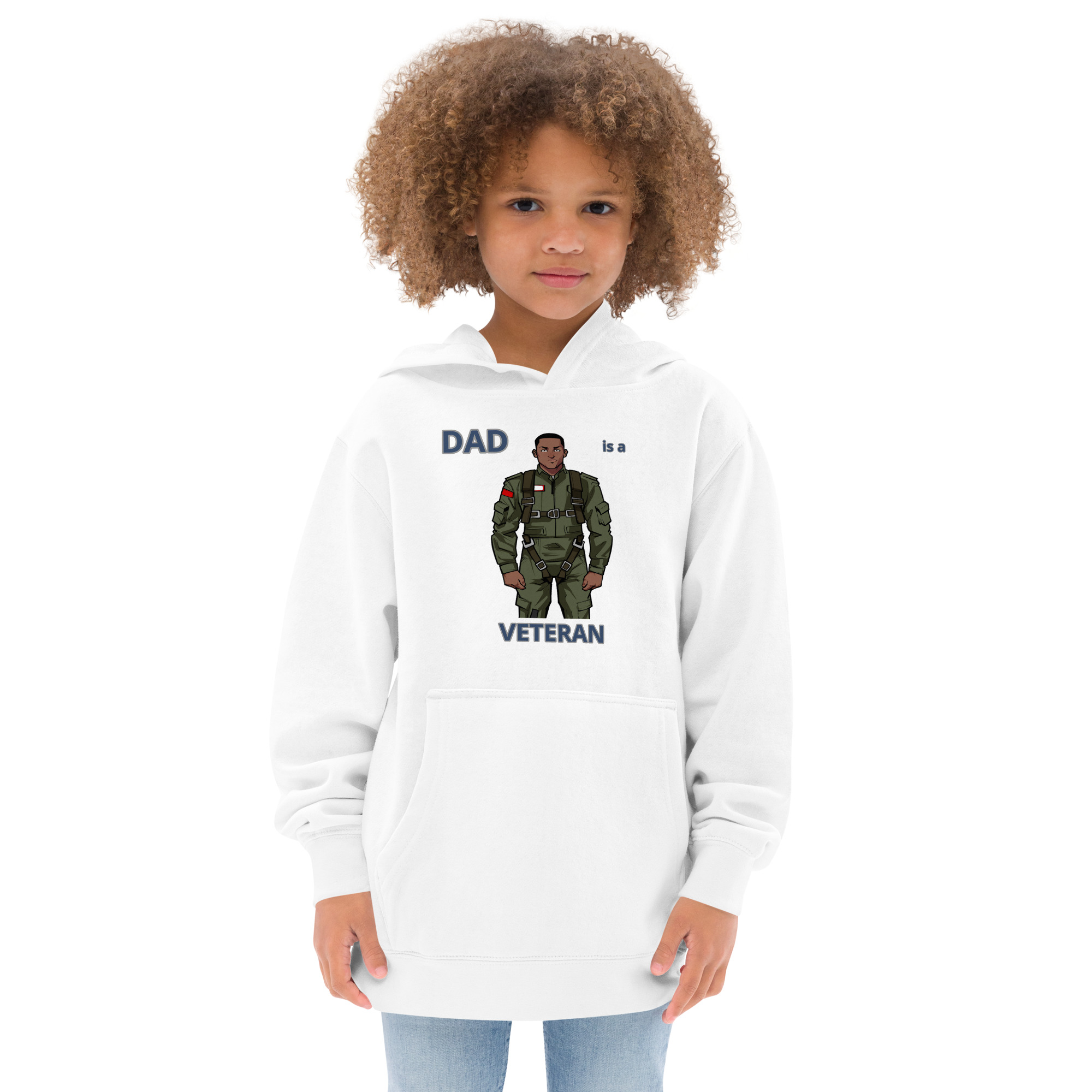 DAD IS A VETERAN TOO FIFE Kids Fleece Hoodie - Image 7