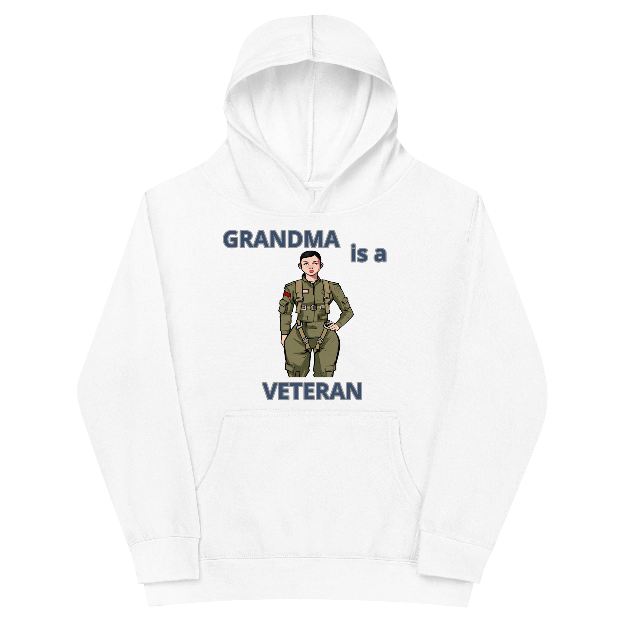GRANDMA IS A VETERAN TOO FIFE Kids Fleece Hoodie - Image 5