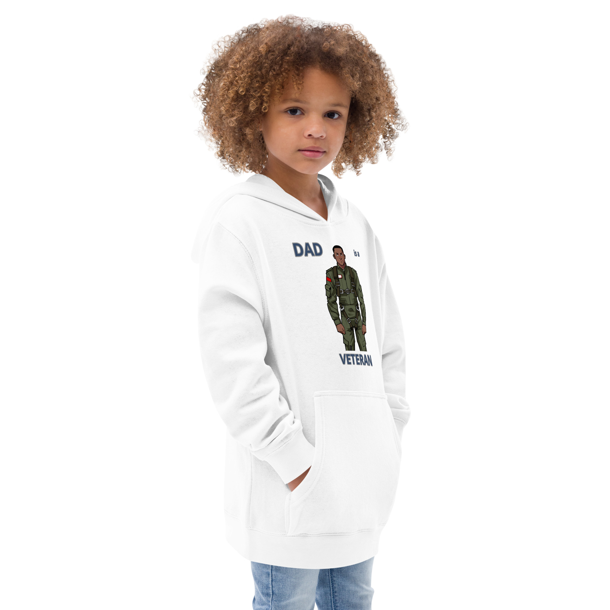 DAD IS A VETERAN TOO FIFE Kids Fleece Hoodie - Image 8
