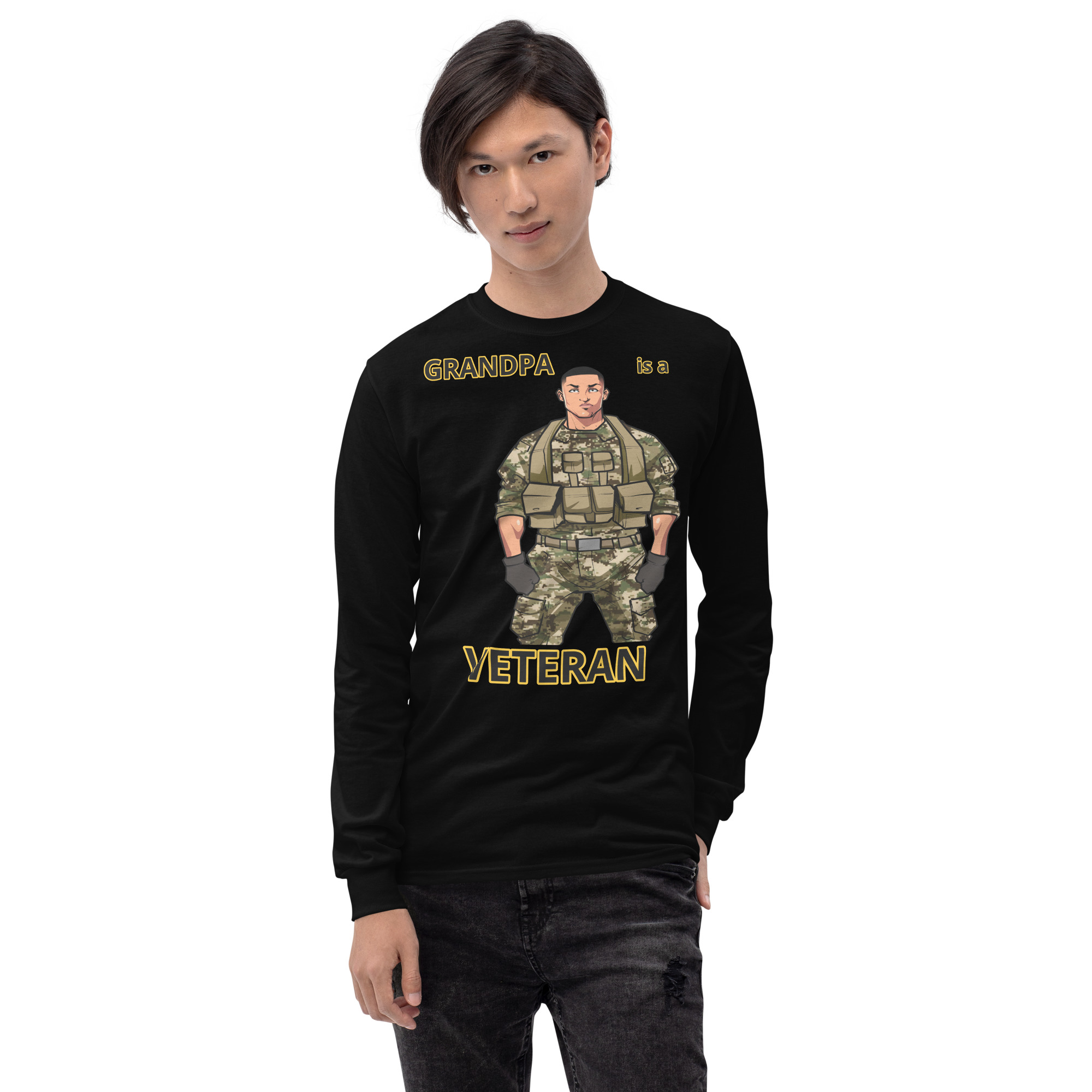 GRANDPA IS A VETERAN TOO FIFE Long Sleeve Shirt