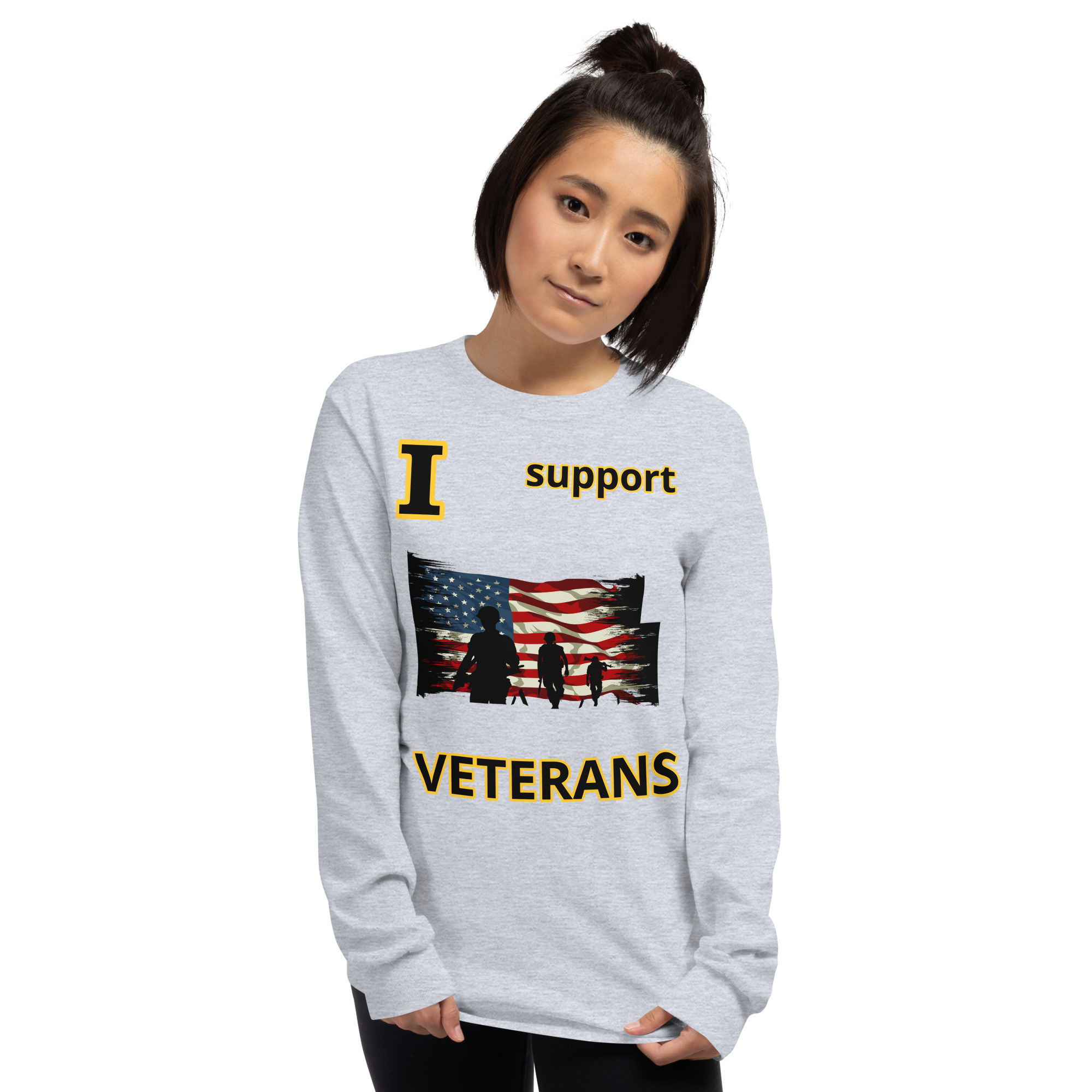 I SUPPORT VETERANS TOO FIFE Long Sleeve Shirt - Image 7