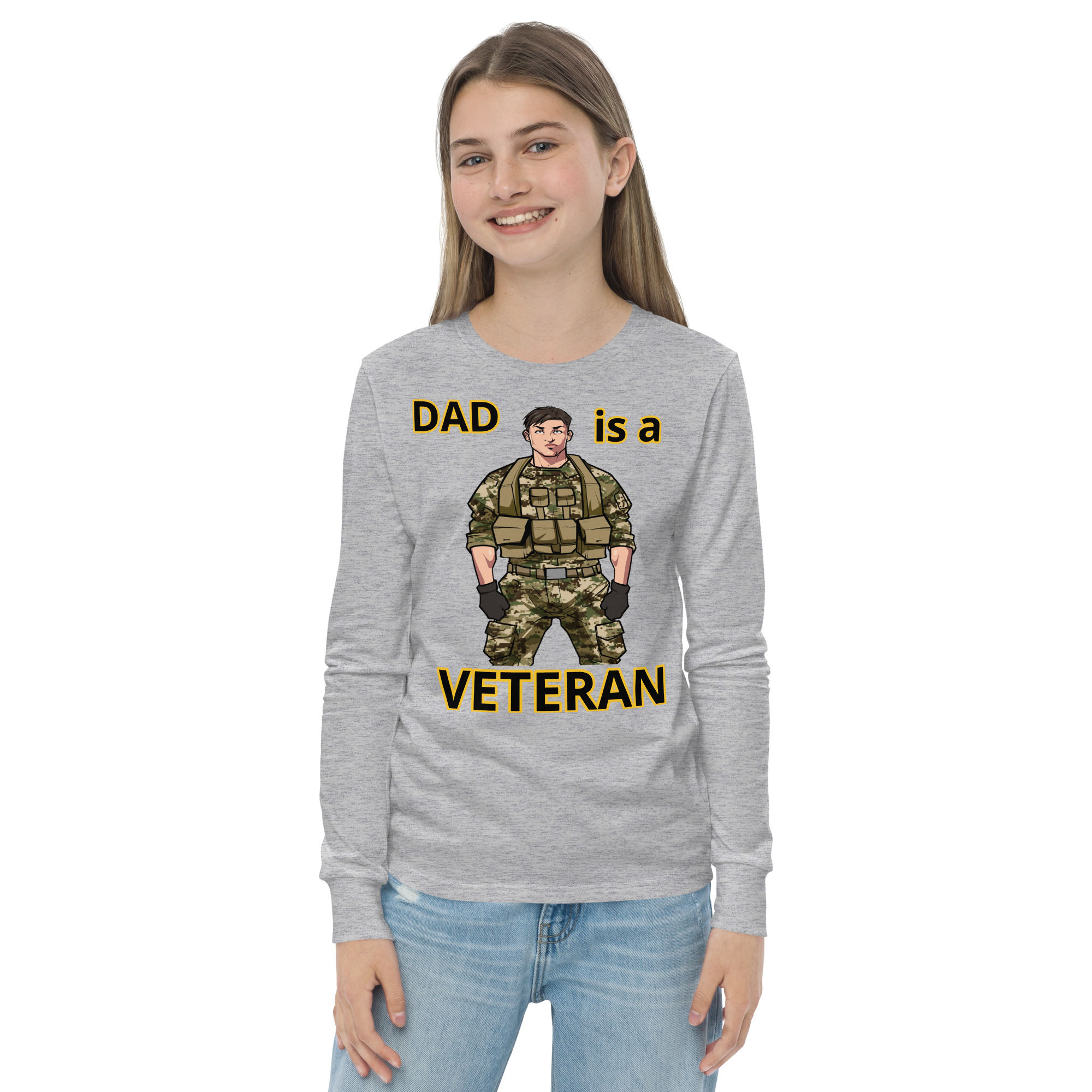 DAD IS A VETERAN TOO FIFE Youth Long Sleeve Tee - Image 8