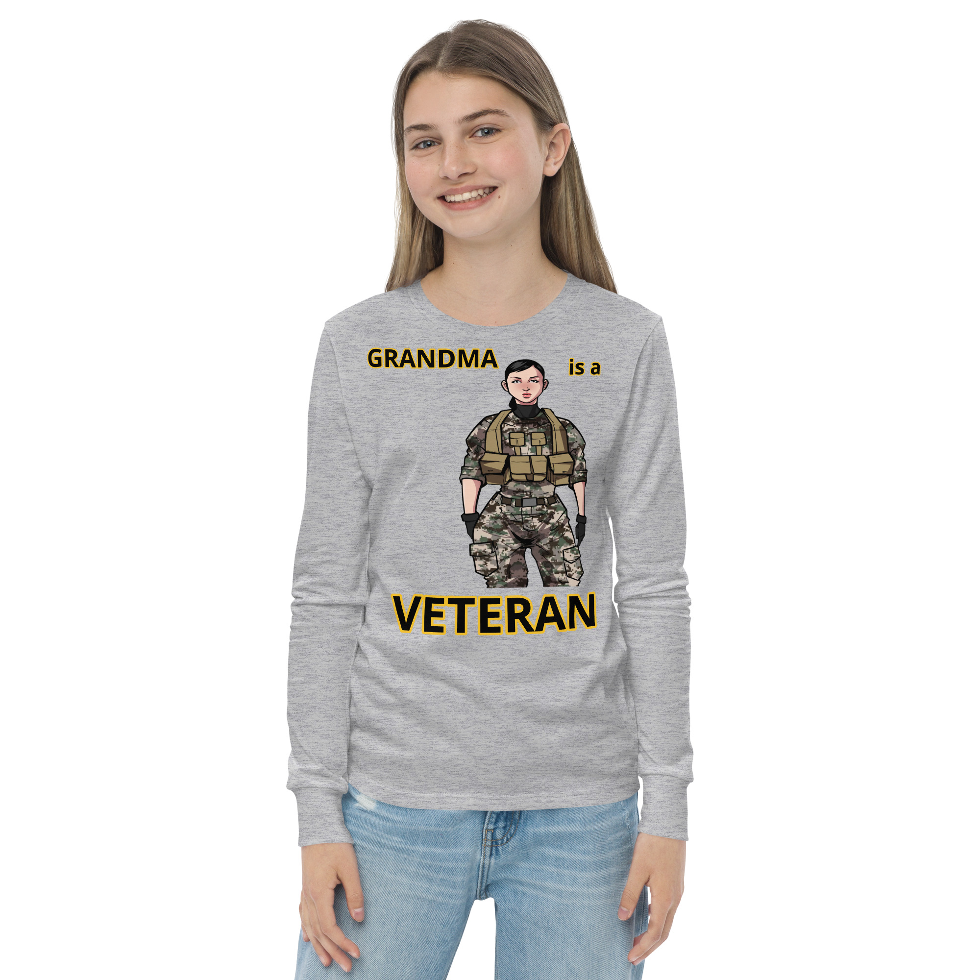 GRANDMA IS A VETERAN TOO FIFE Youth Long Sleeve Tee - Image 8