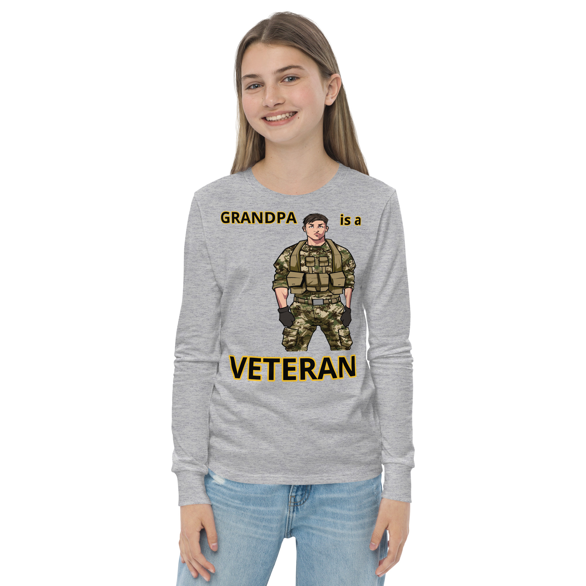 GRANDPA IS A VETERAN TOO FIFE Youth Long Sleeve Tee - Image 8