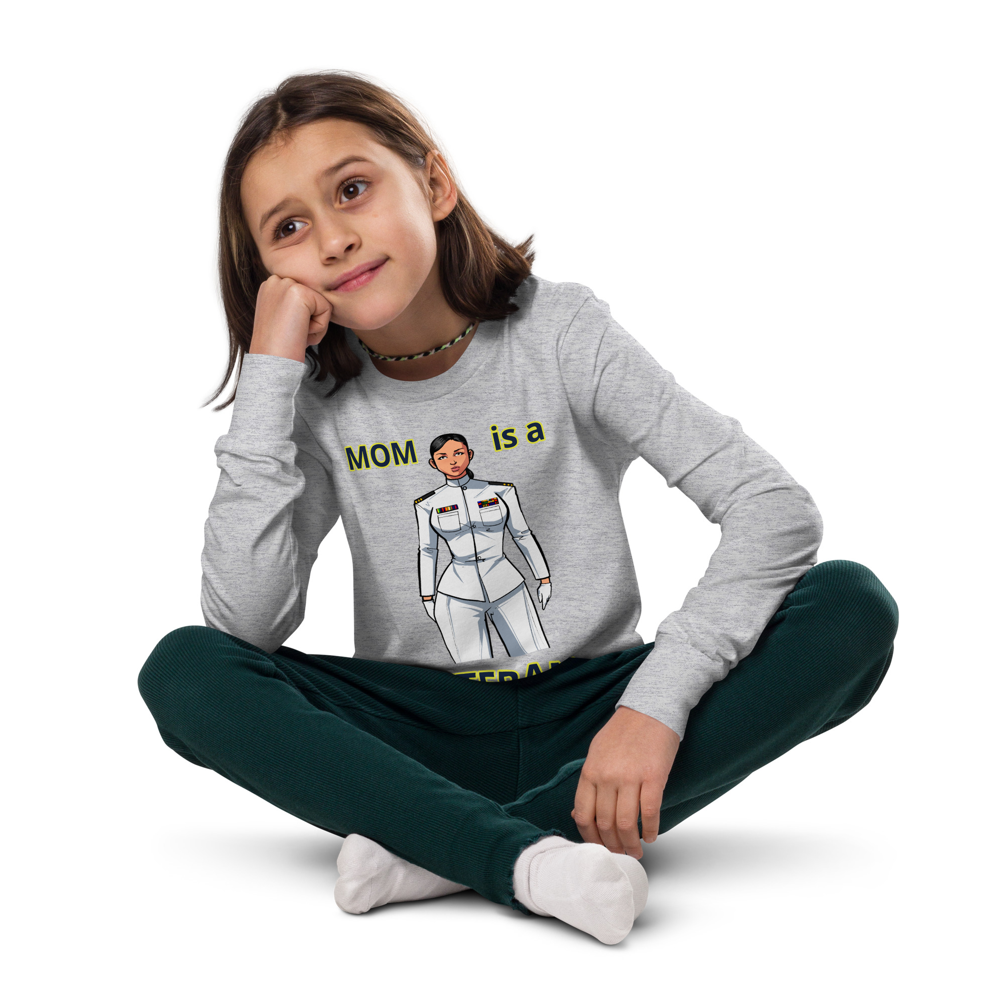 MOM IS A VETERAN TOO FIFE Youth Long Sleeve Tee - Image 5