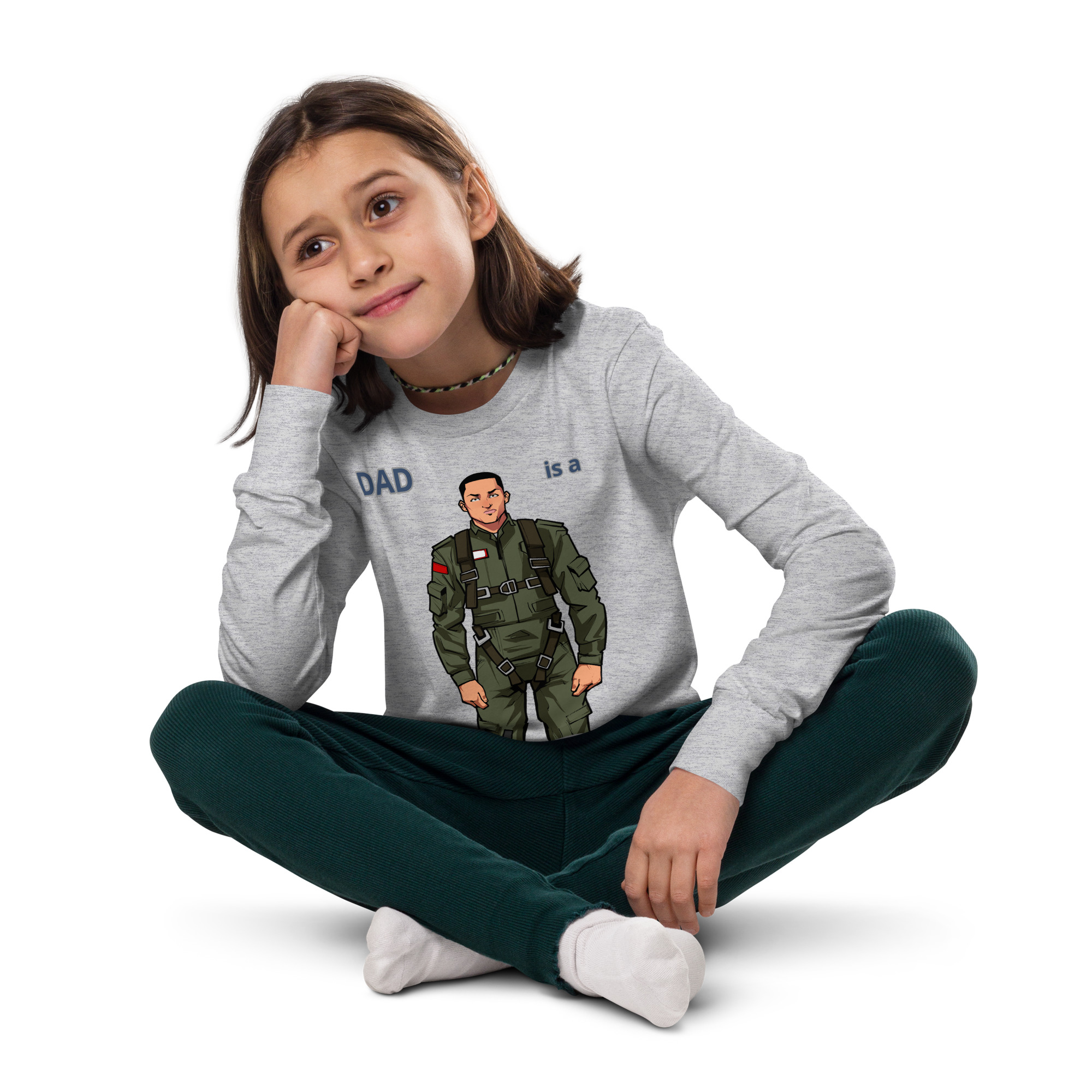 DAD IS A VETERAN TOO FIFE Youth Long Sleeve Tee - Image 5