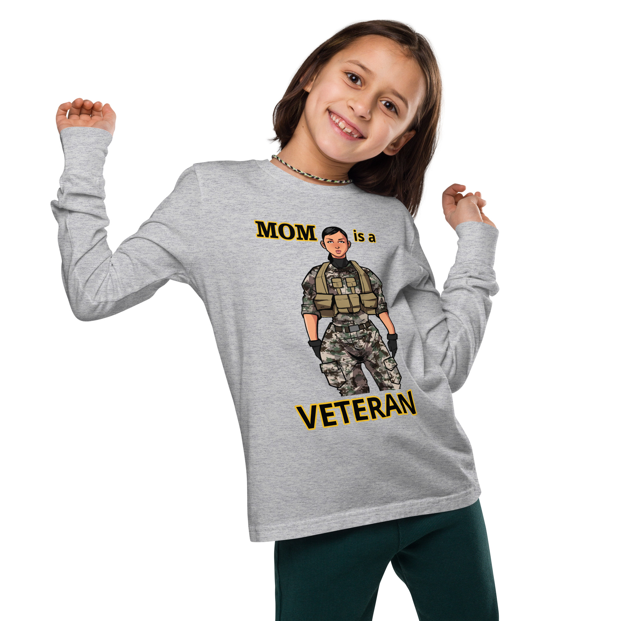 MOM IS A VETERAN TOO FIFE Youth Long Sleeve Tee - Image 4