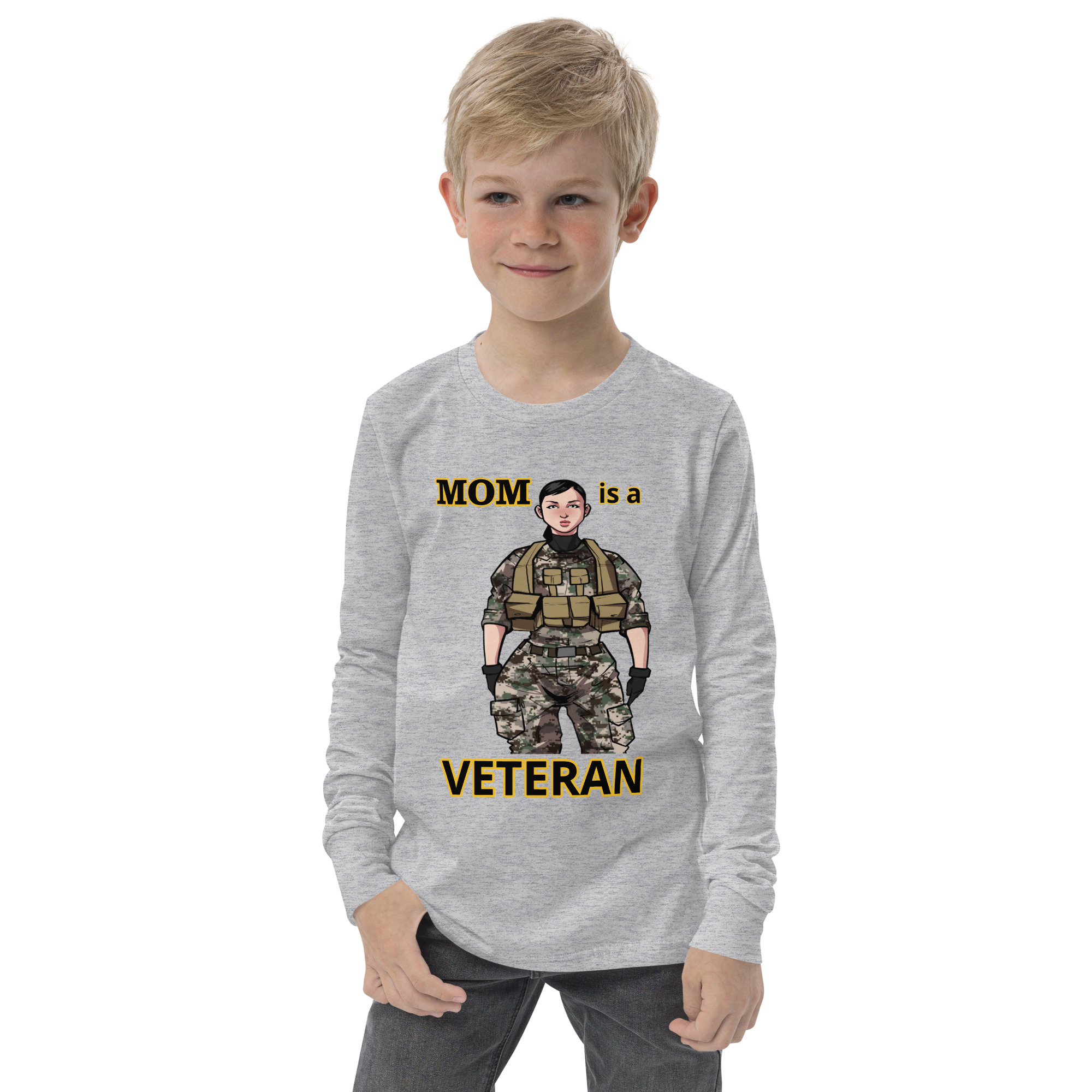 MOM IS A VETERAN TOO FIFE Youth Long Sleeve Tee - Image 5