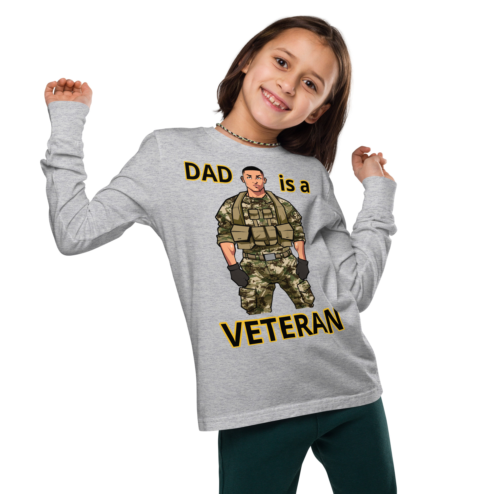 DAD IS A VETERAN TOO FIFE Youth Long Sleeve Tee - Image 4