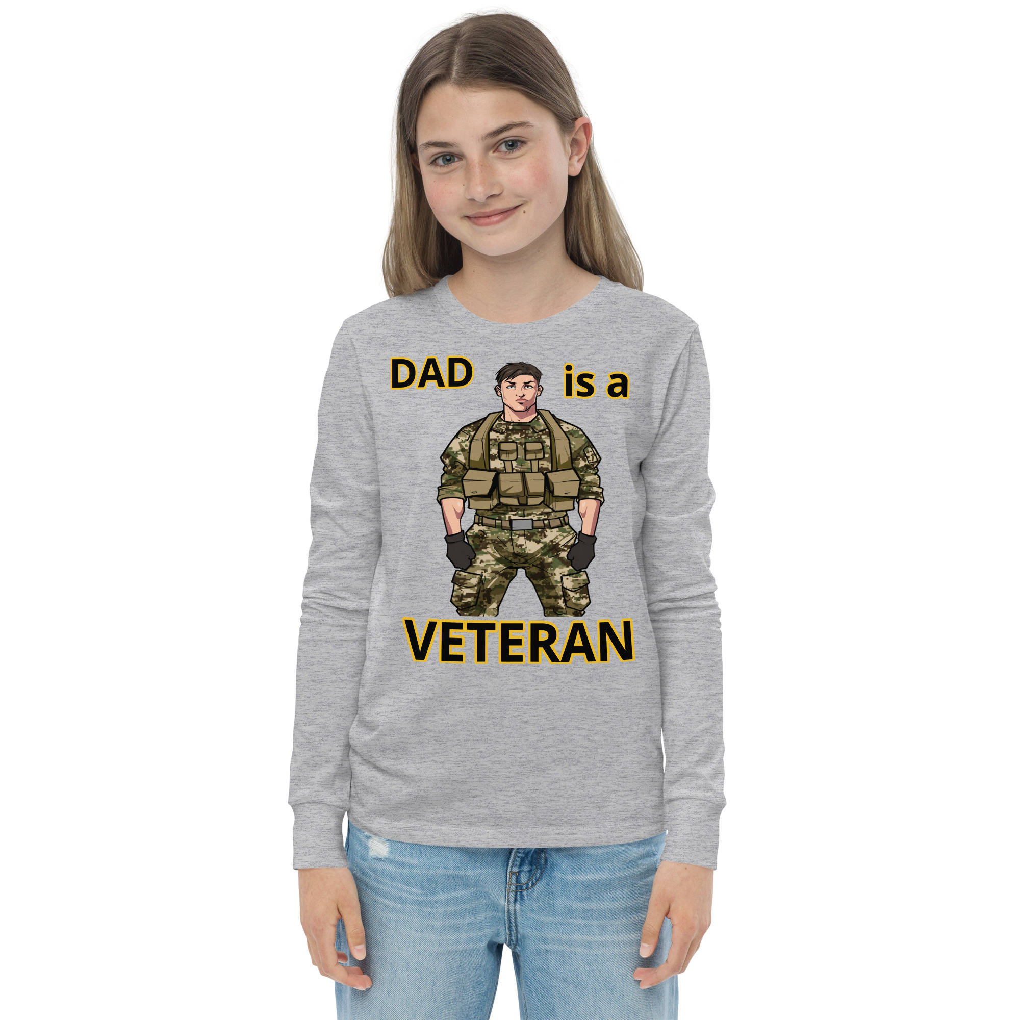 DAD IS A VETERAN TOO FIFE Youth Long Sleeve Tee - Image 7