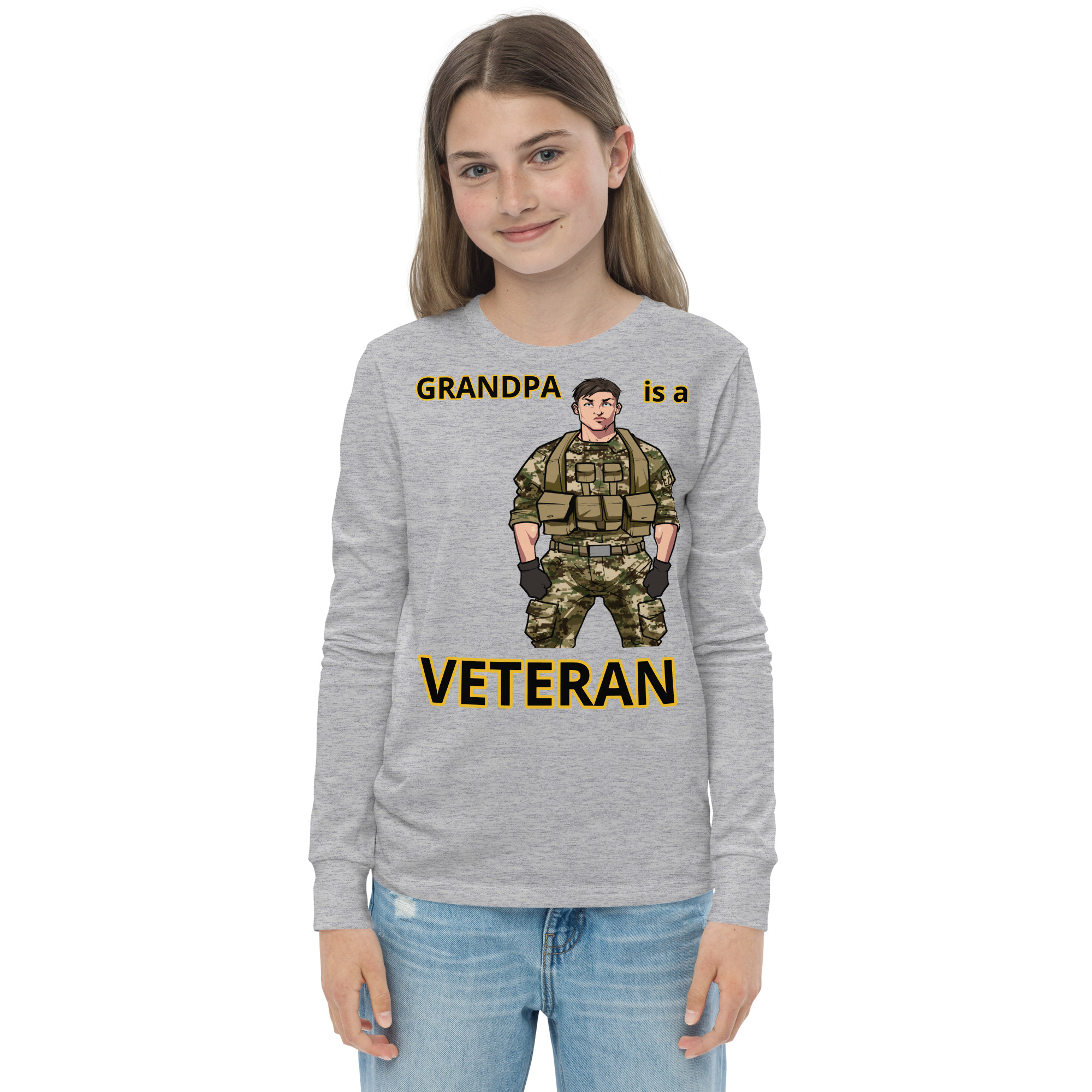 GRANDPA IS A VETERAN TOO FIFE Youth Long Sleeve Tee - Image 7