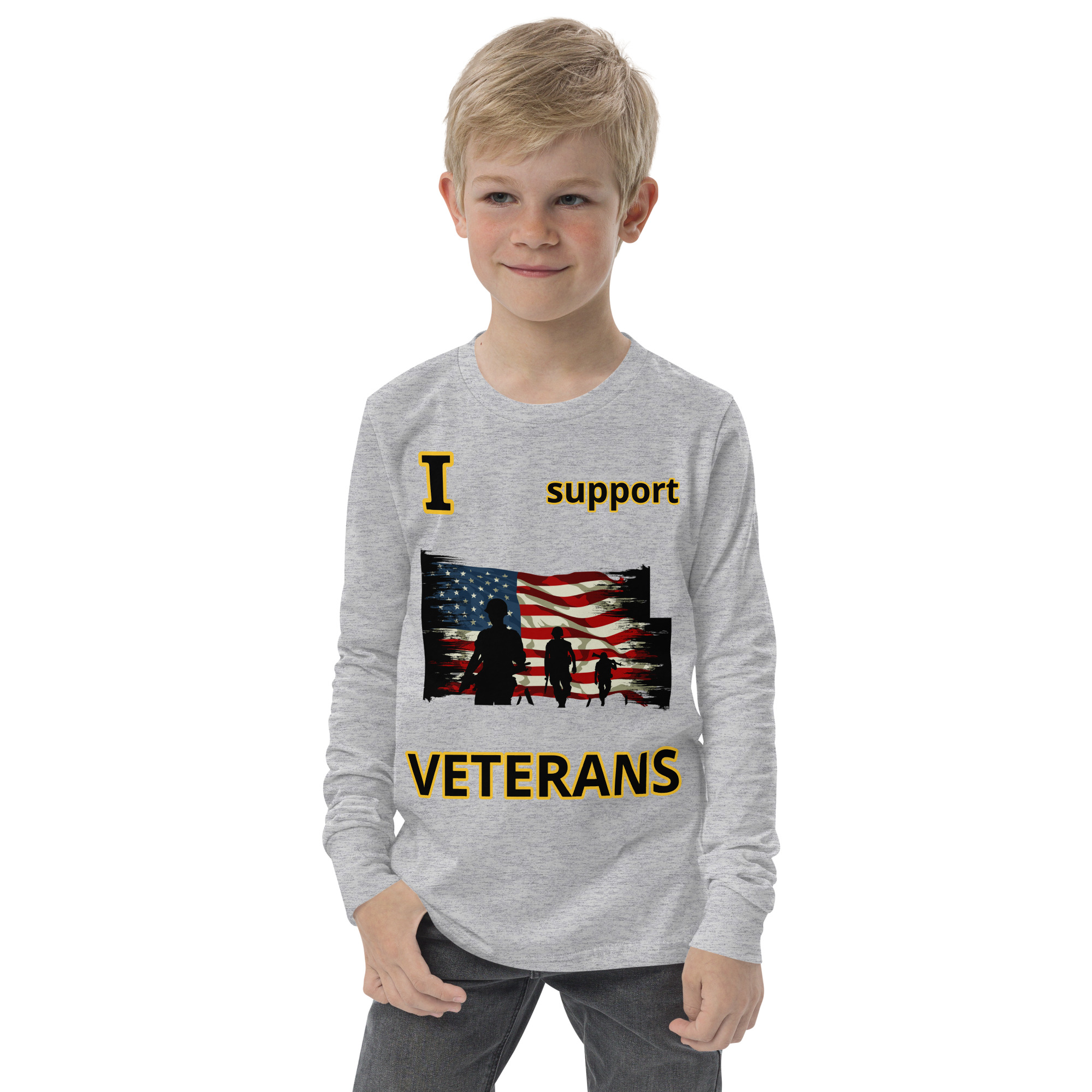 I SUPPORT VETERANS TOO FIFE Youth Long Sleeve Tee - Image 5