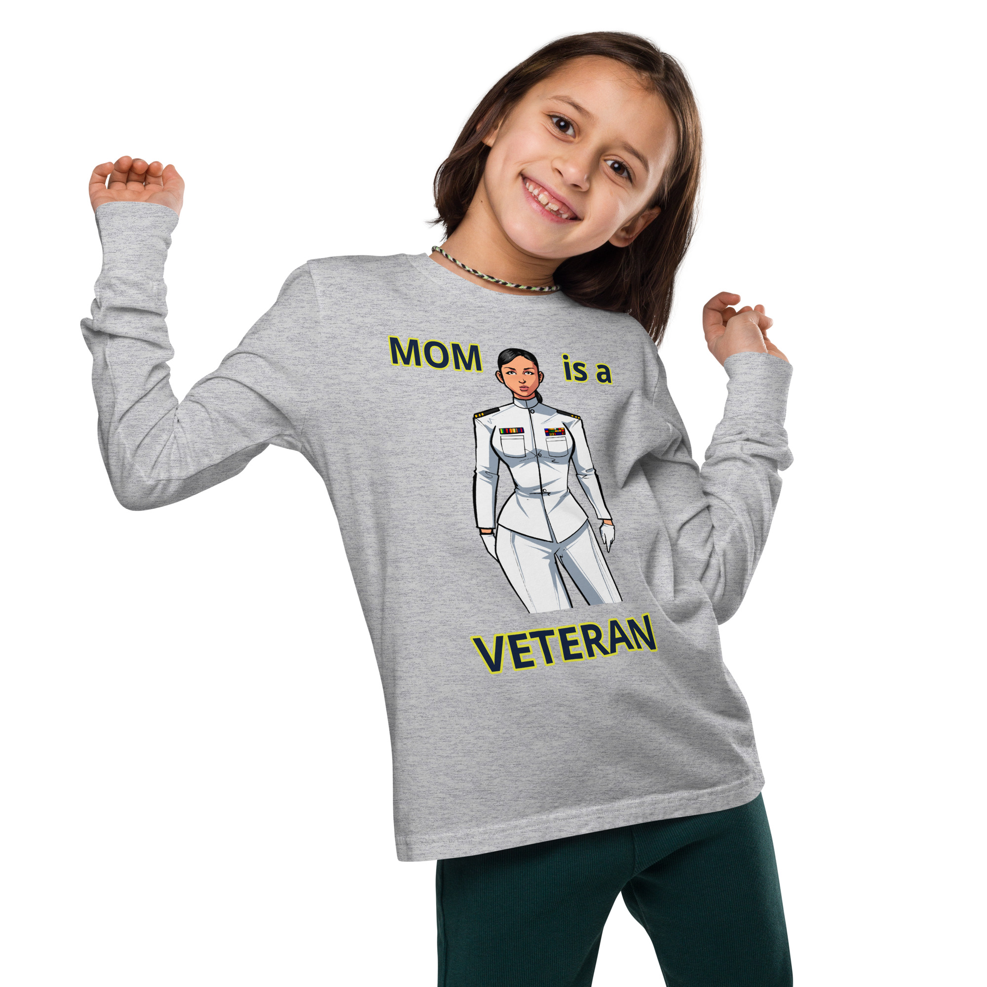 MOM IS A VETERAN TOO FIFE Youth Long Sleeve Tee - Image 4