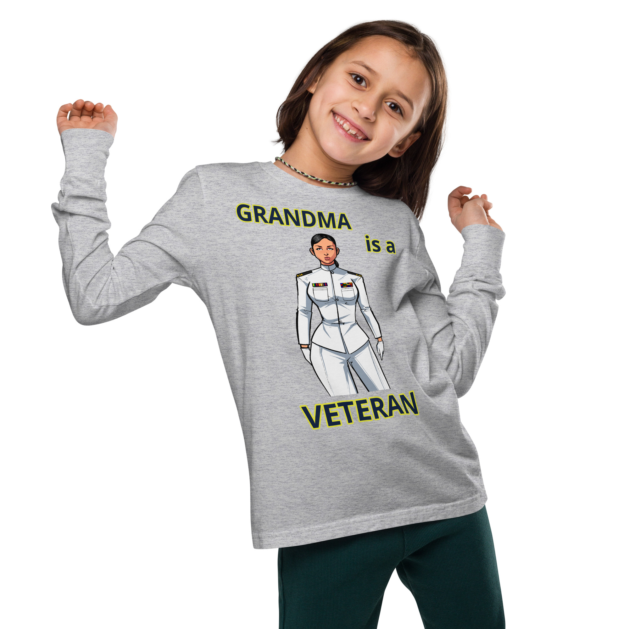 GRANDMA IS A VETERAN TOO FIFE Youth Long Sleeve Tee - Image 4