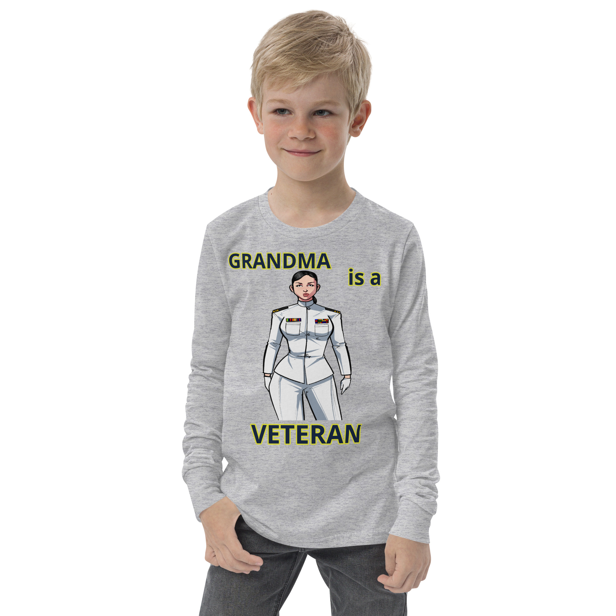 GRANDMA IS A VETERAN TOO FIFE Youth Long Sleeve Tee - Image 5
