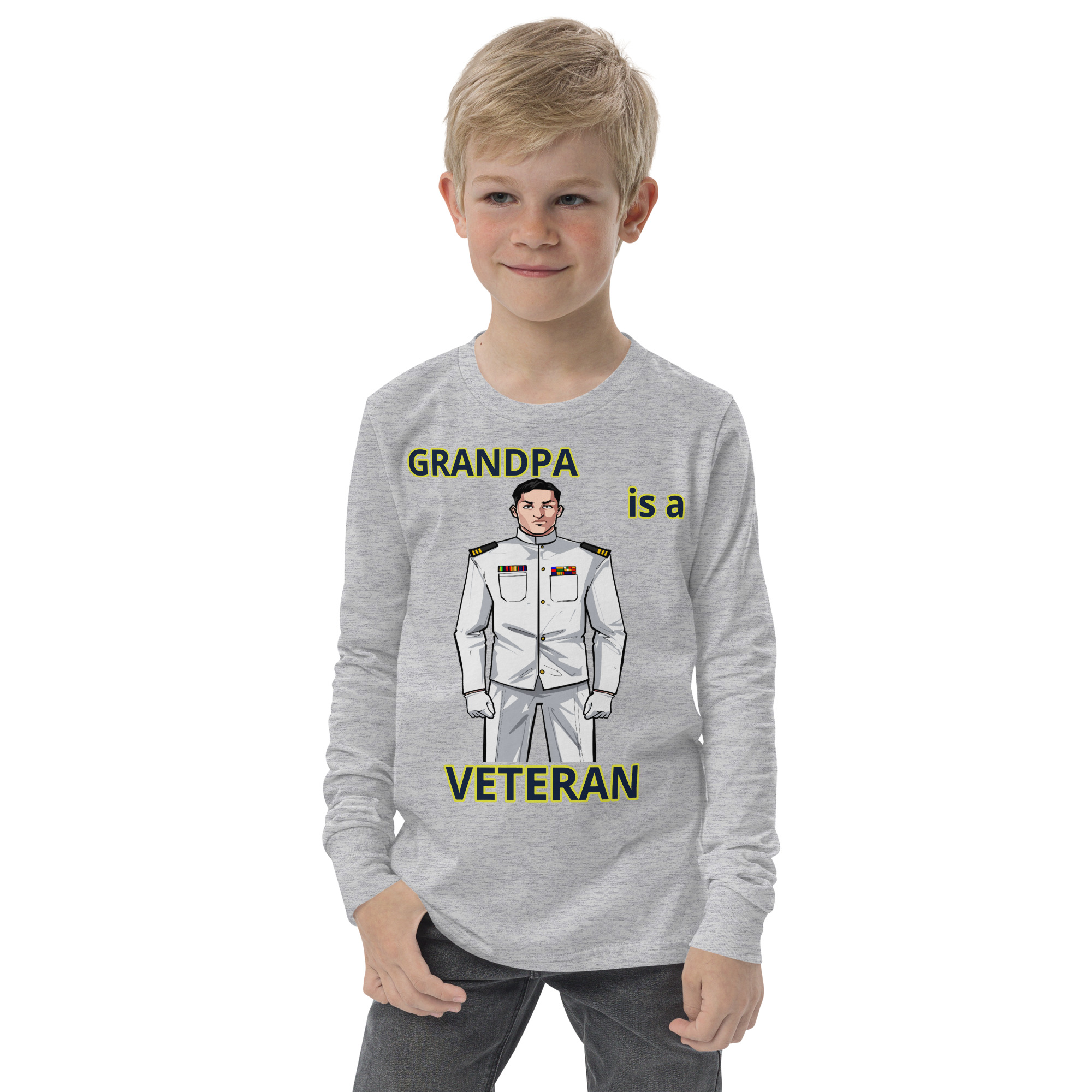 GRANDPA IS A VETERAN TOO FIFE Youth Long Sleeve Tee - Image 5