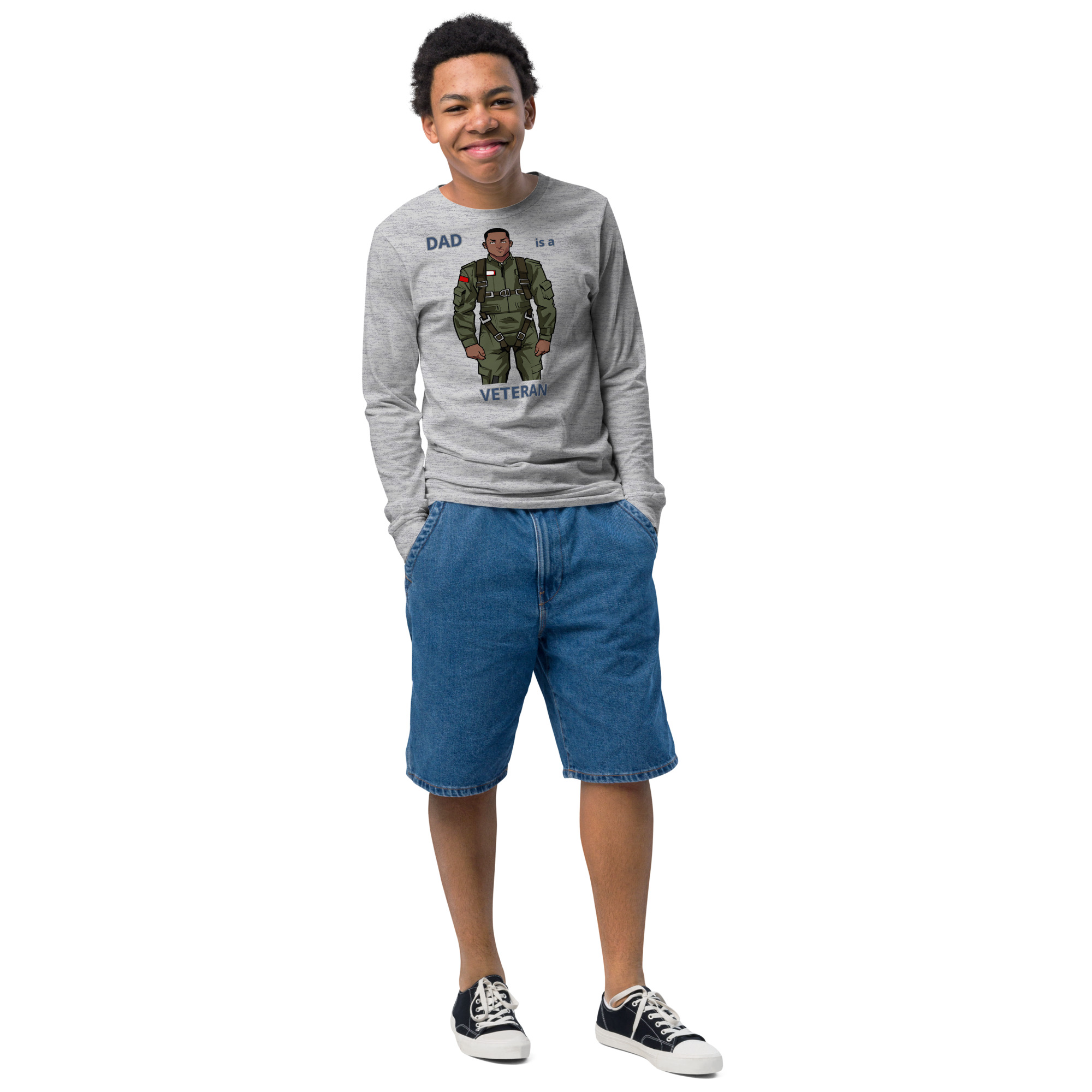 DAD IS A VETERAN TOO FIFE Youth Long Sleeve Tee - Image 4