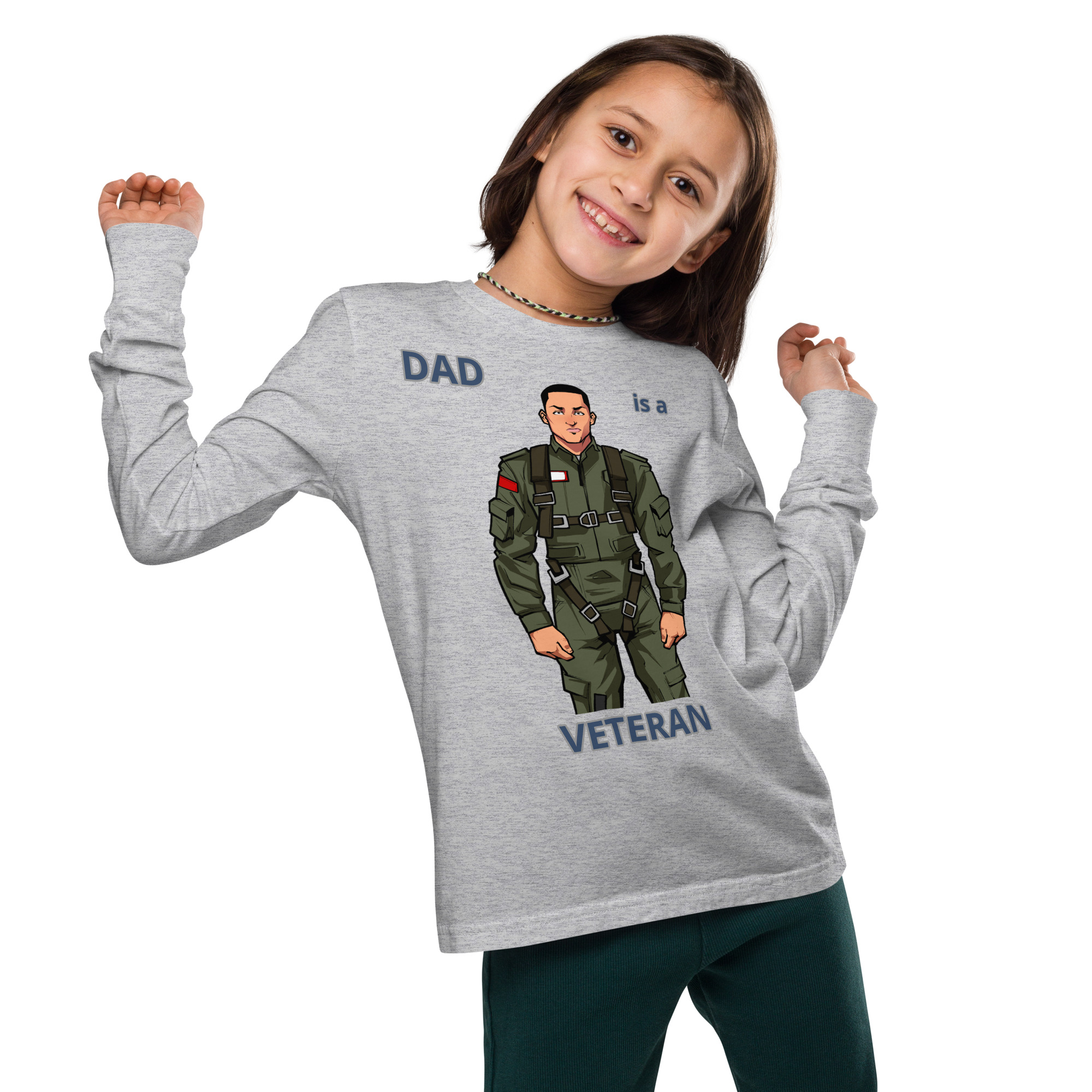 DAD IS A VETERAN TOO FIFE Youth Long Sleeve Tee - Image 4