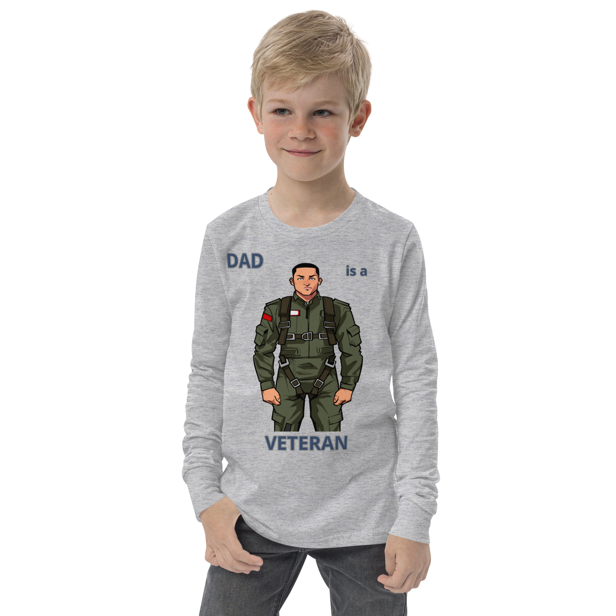 DAD IS A VETERAN TOO FIFE Youth Long Sleeve Tee - Image 5