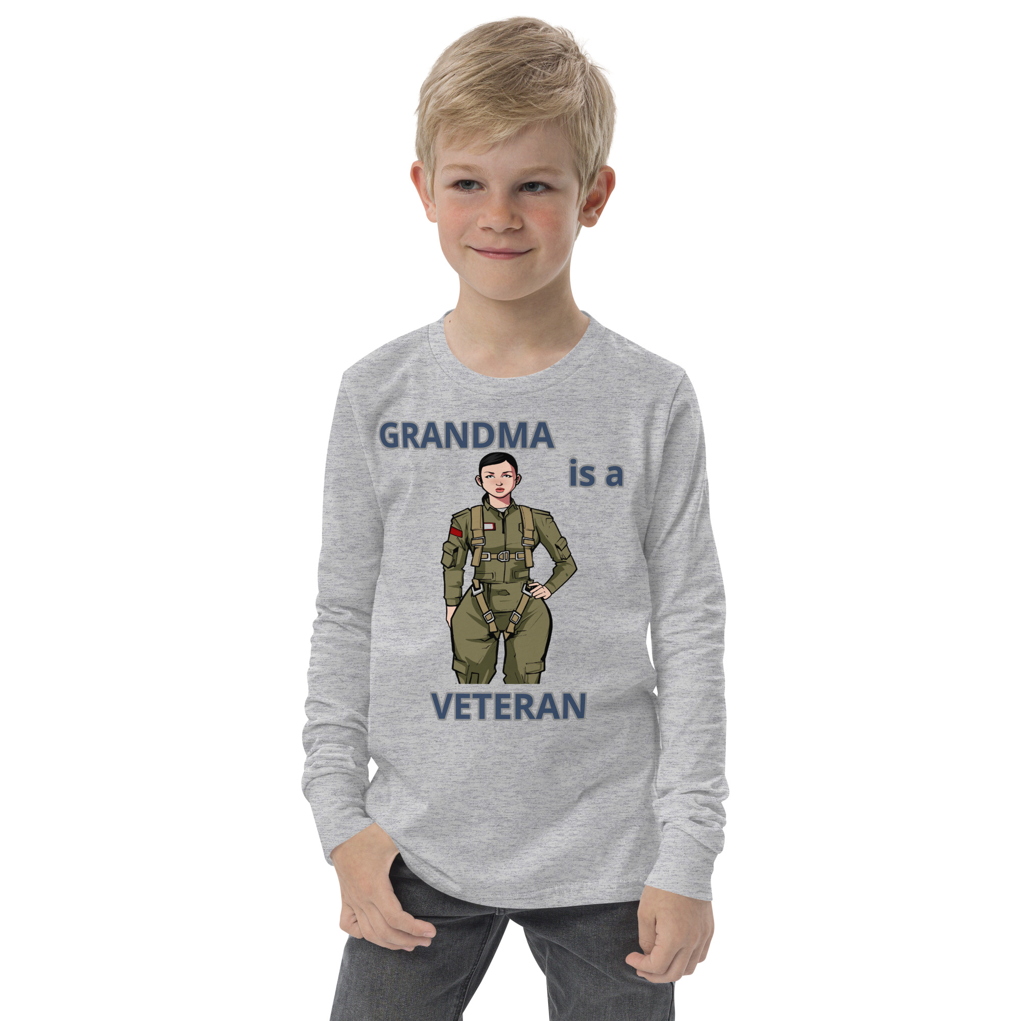 GRANDMA IS A VETERAN TOO FIFE Youth Long Sleeve Tee - Image 5