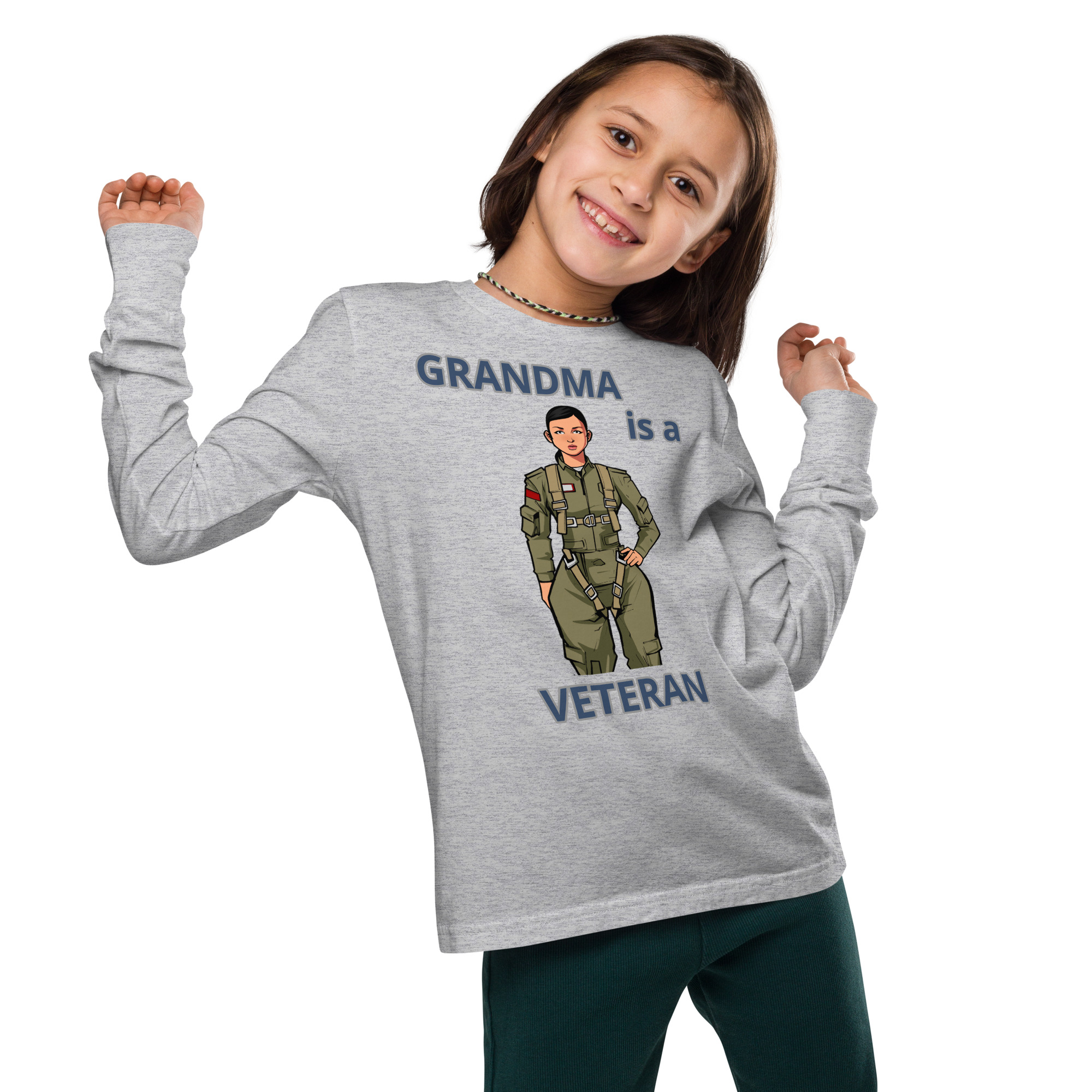 GRANDMA IS A VETERAN TOO FIFE Youth Long Sleeve Tee - Image 4