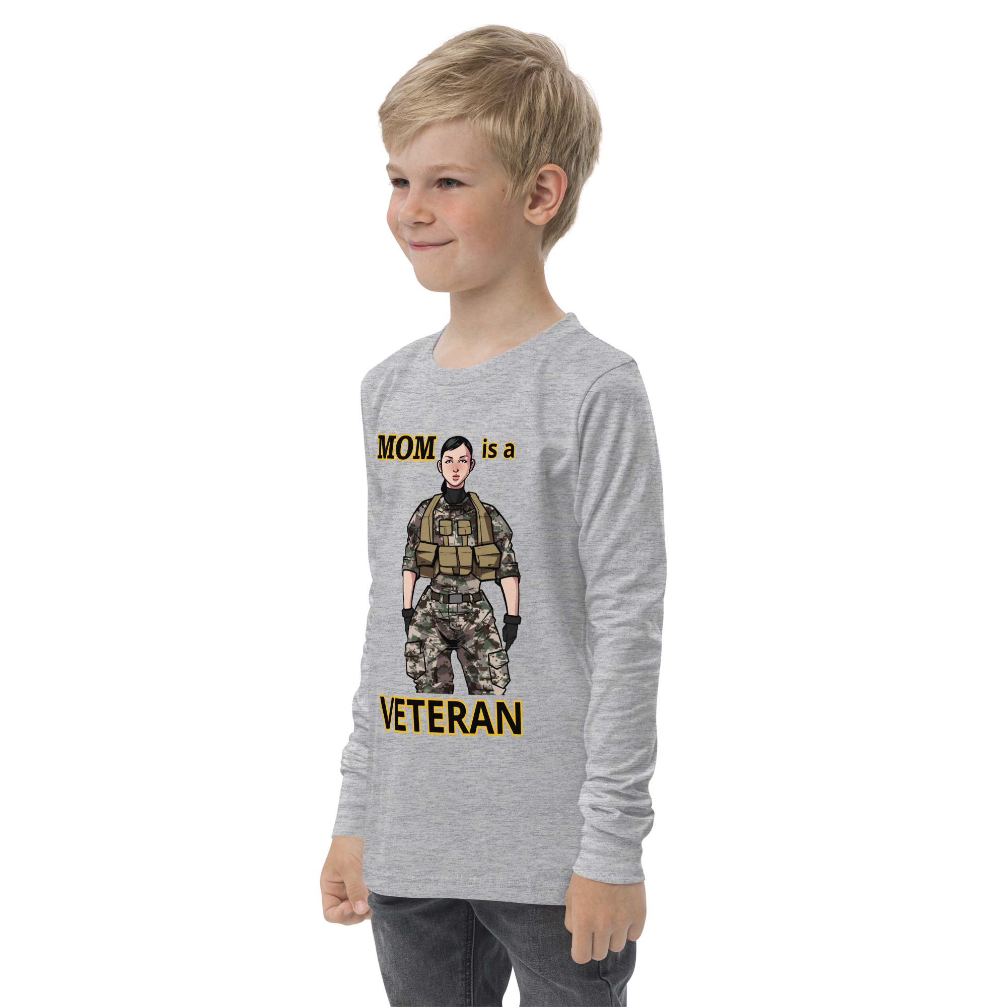MOM IS A VETERAN TOO FIFE Youth Long Sleeve Tee - Image 6