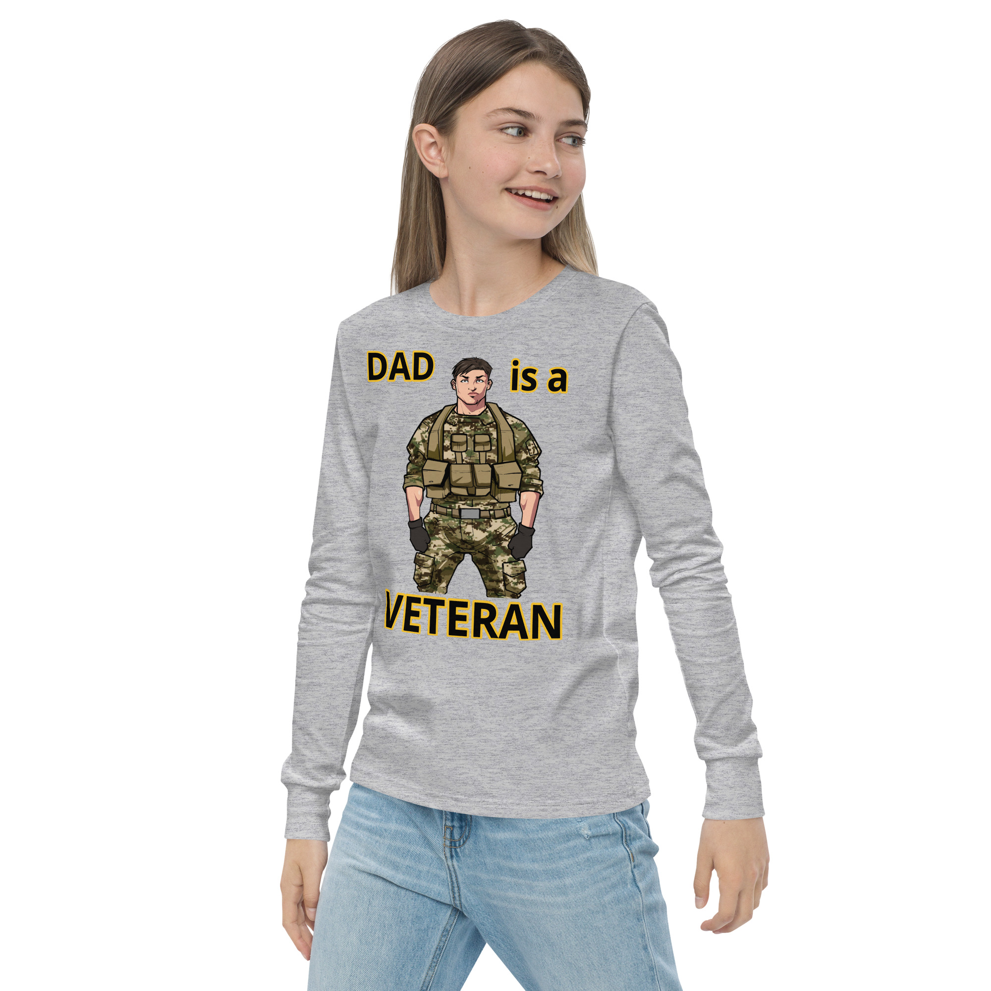 DAD IS A VETERAN TOO FIFE Youth Long Sleeve Tee - Image 9