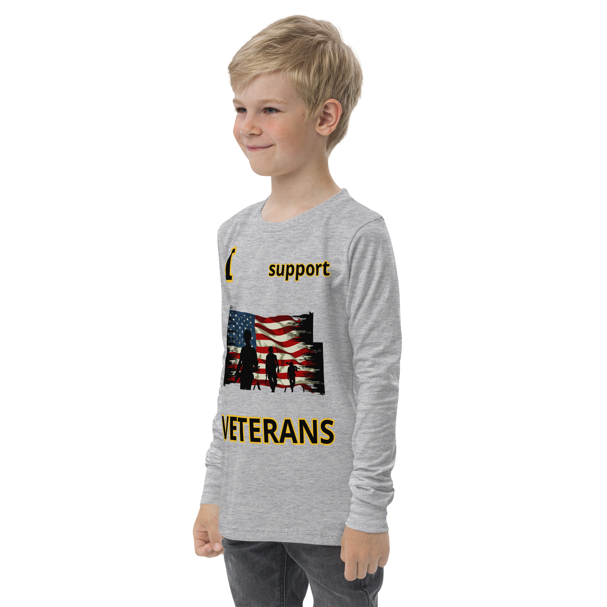 I SUPPORT VETERANS TOO FIFE Youth Long Sleeve Tee - Image 6