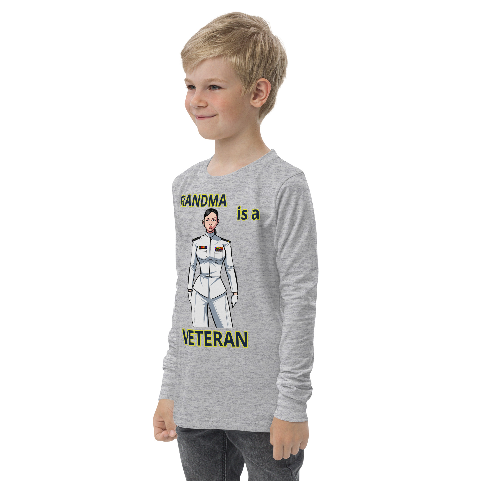 GRANDMA IS A VETERAN TOO FIFE Youth Long Sleeve Tee - Image 6