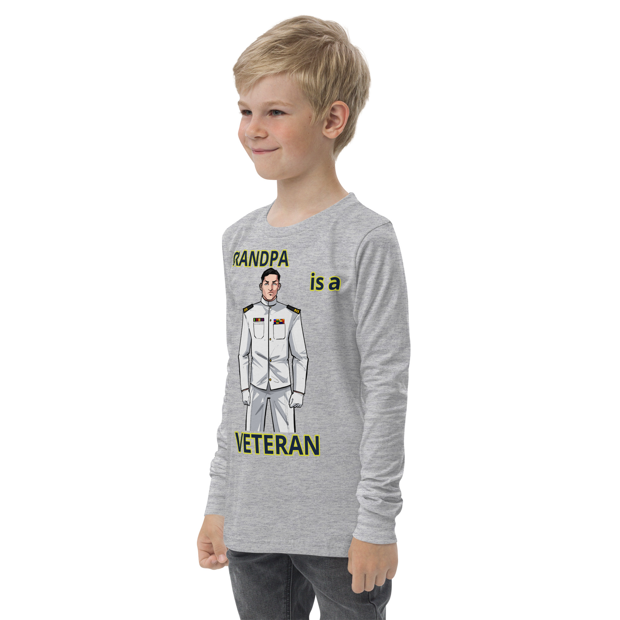 GRANDPA IS A VETERAN TOO FIFE Youth Long Sleeve Tee - Image 6